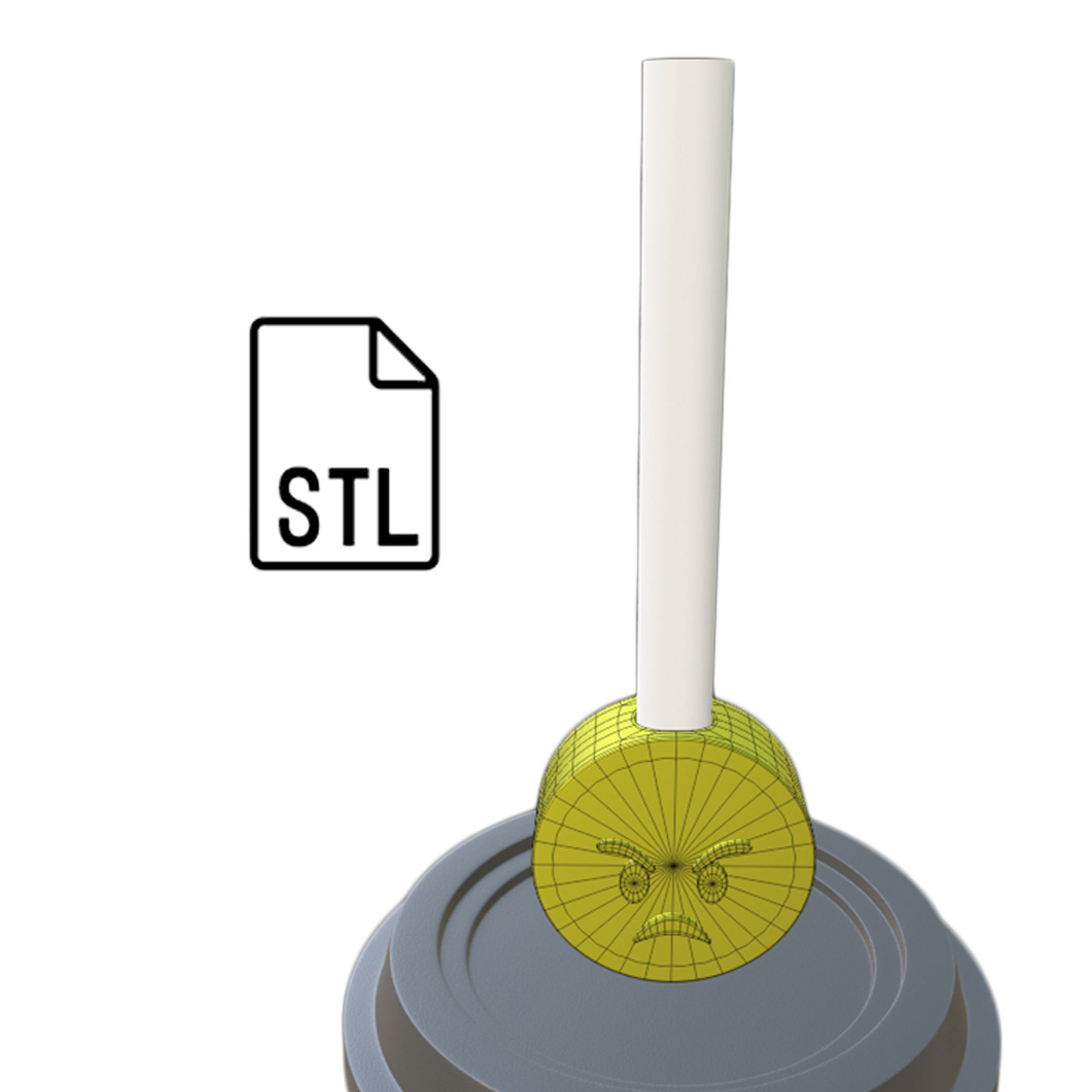 Stl file of Straw topper Angry  Smiley for 3d printing 3D print model_3