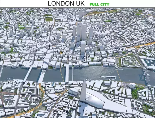 London City in UK Low-poly 3D model