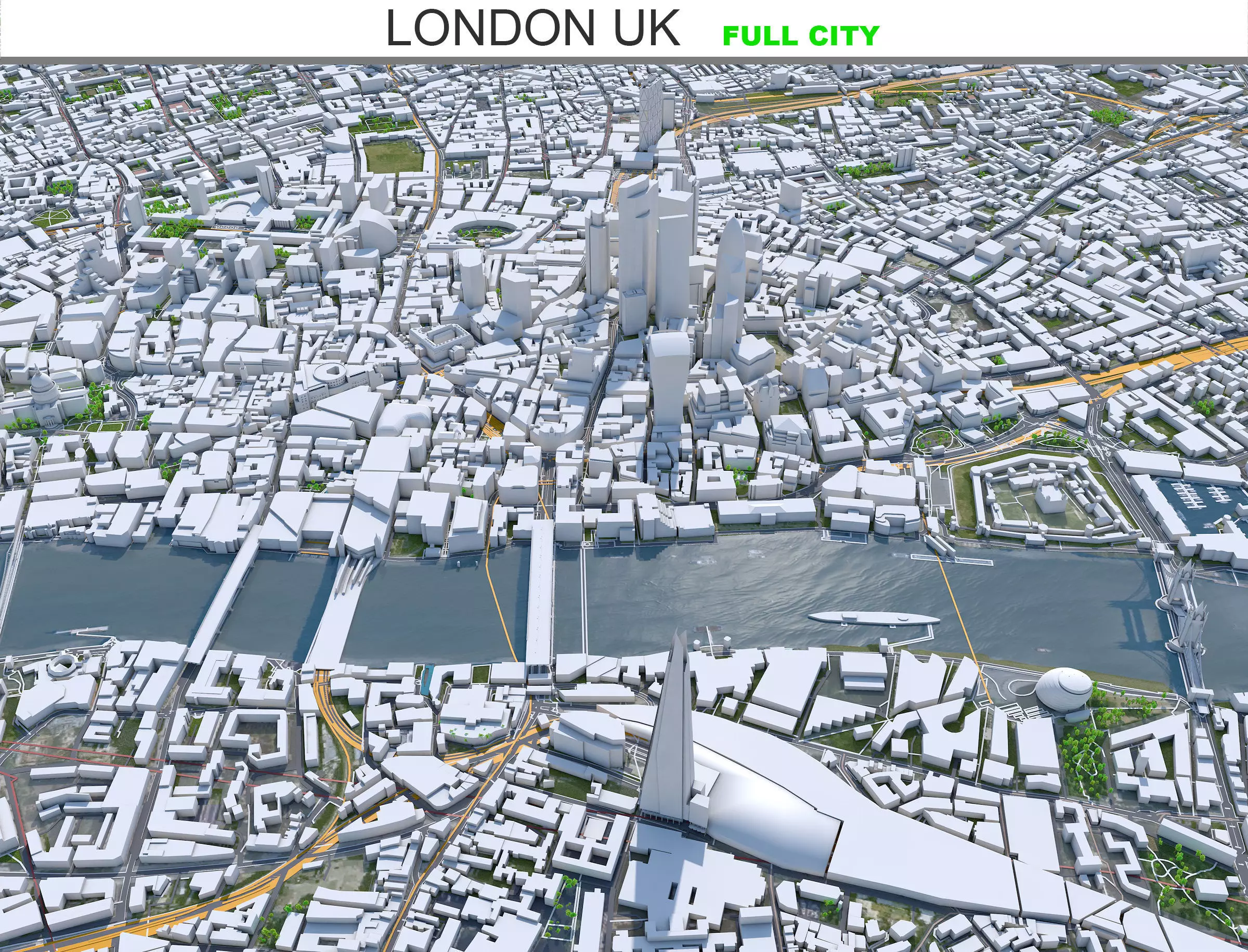 London City in UK Low-poly 3D model_0