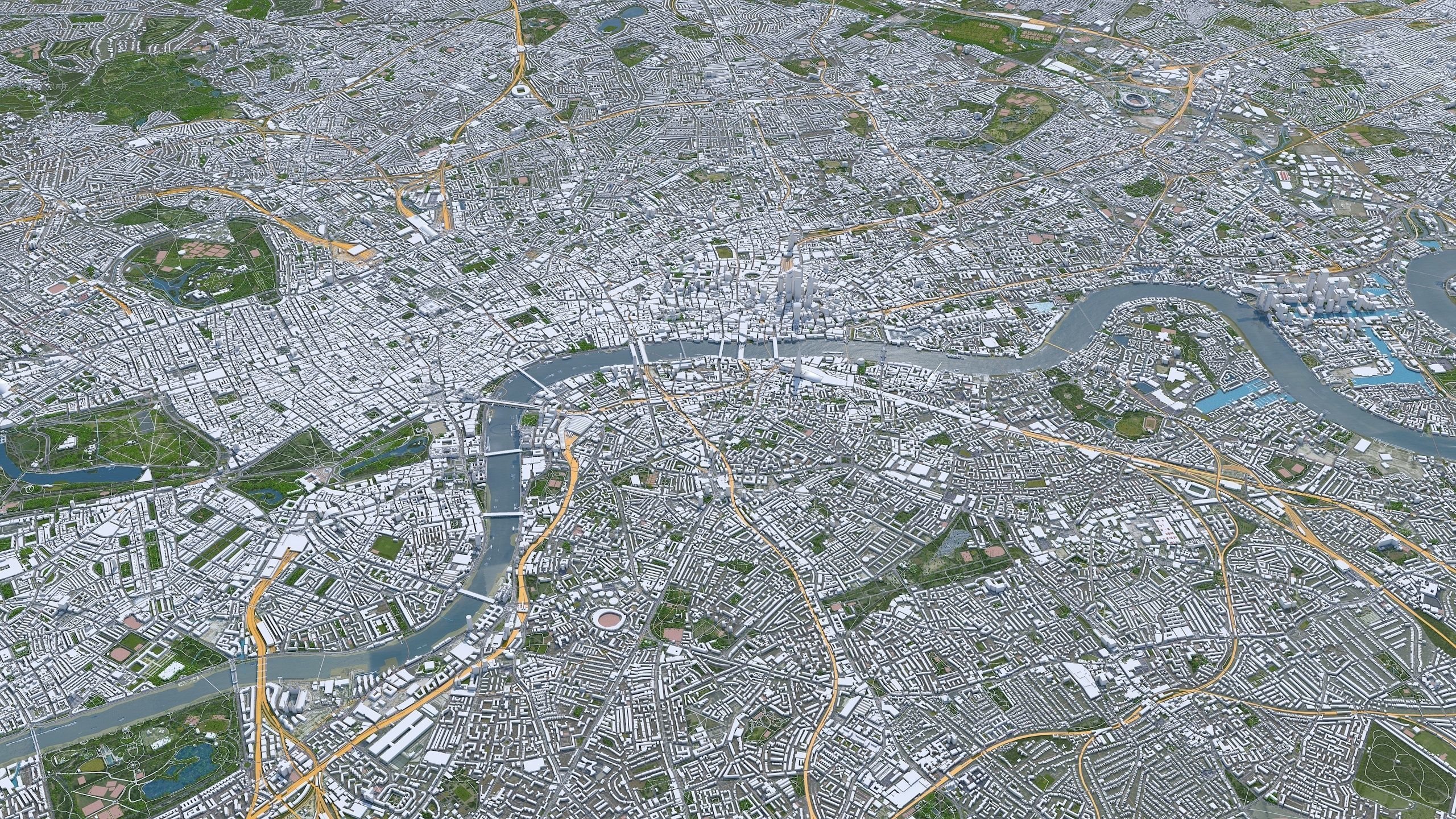 London City in UK Low-poly 3D model_3