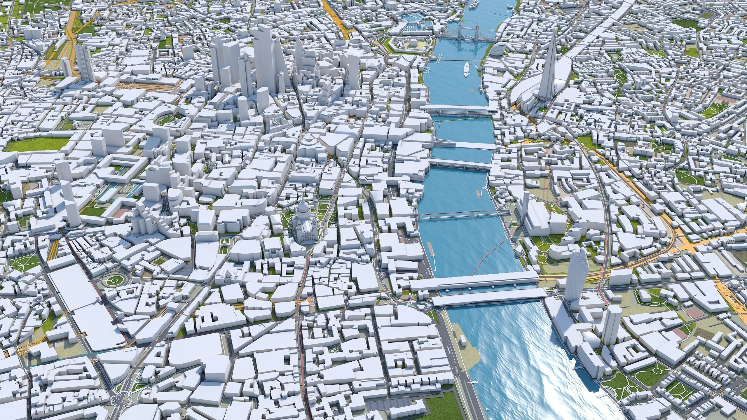 London City in UK Low-poly 3D model_14