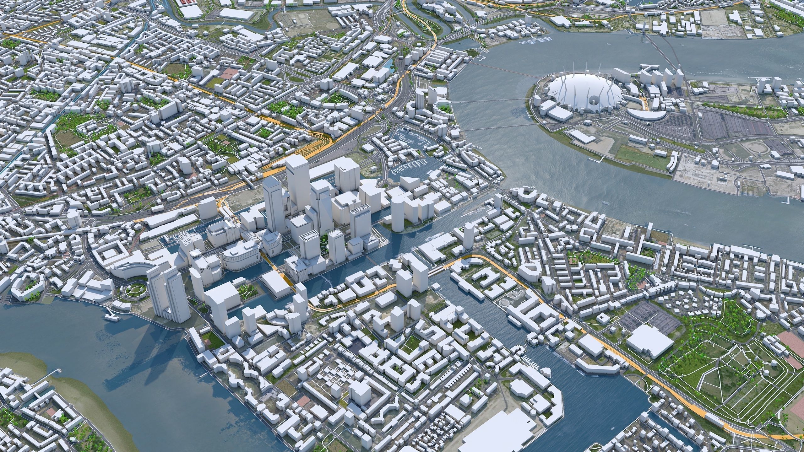 London City in UK Low-poly 3D model_6