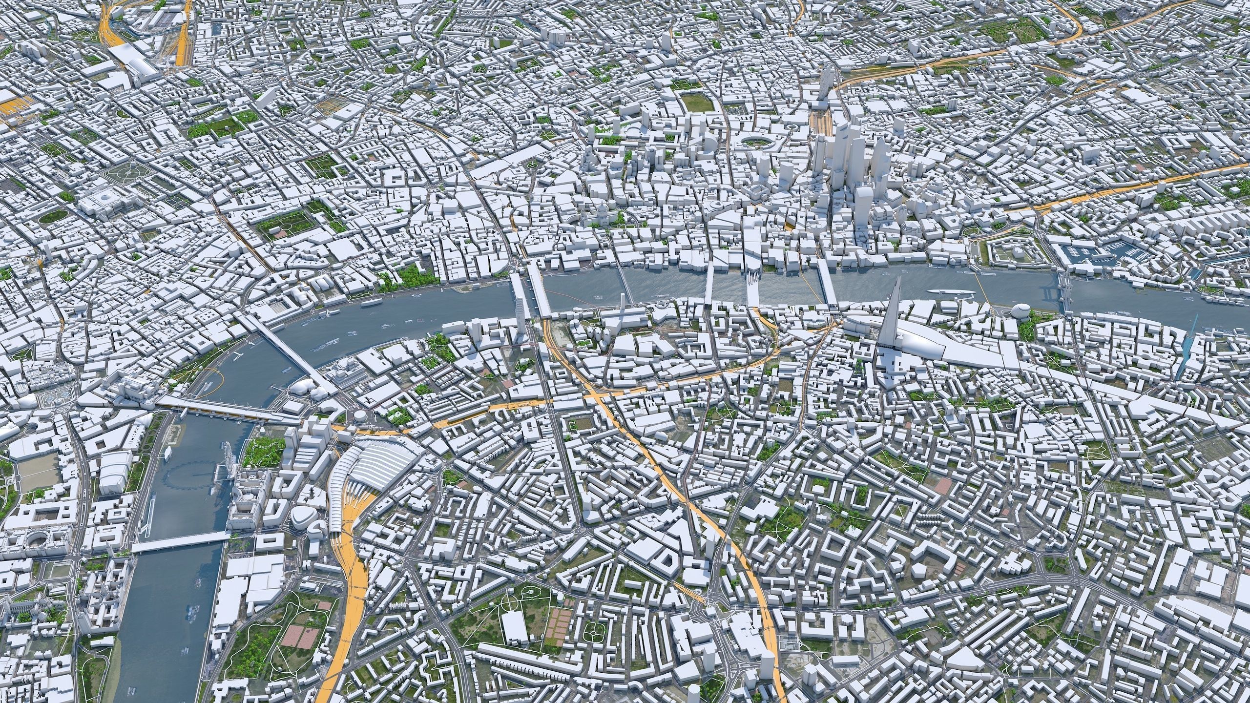 London City in UK Low-poly 3D model_2