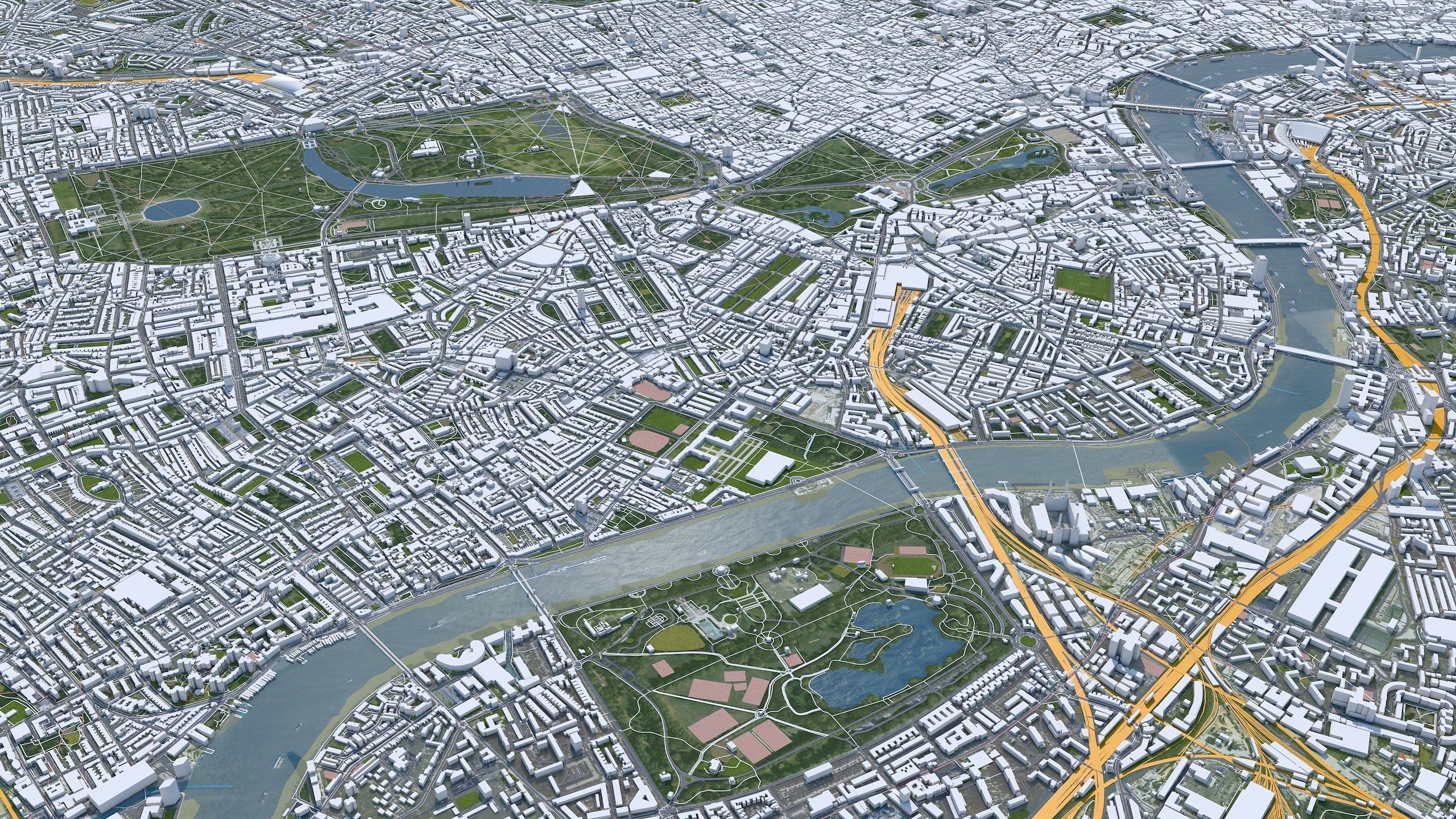 London City in UK Low-poly 3D model_10