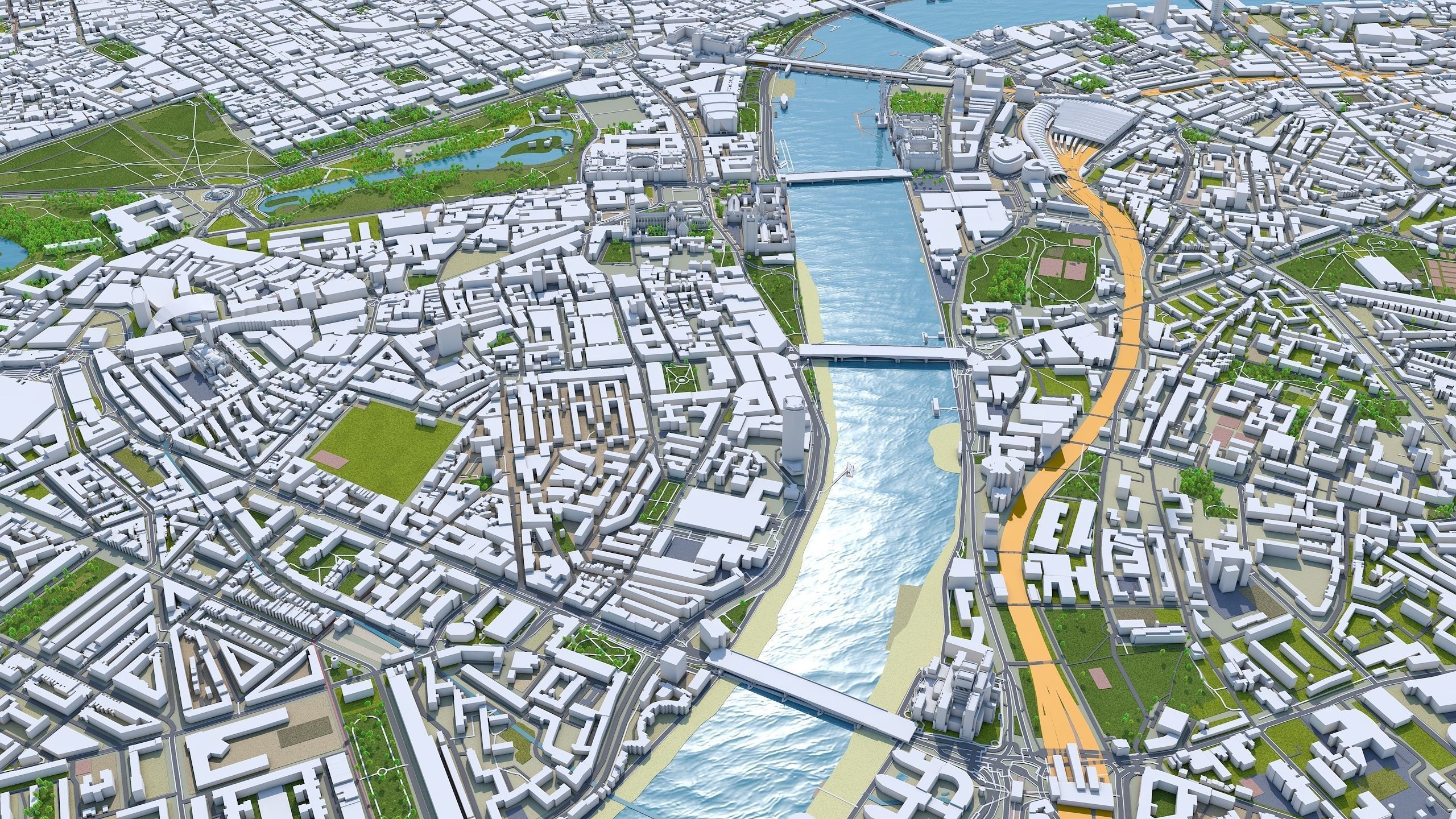 London City in UK Low-poly 3D model_11