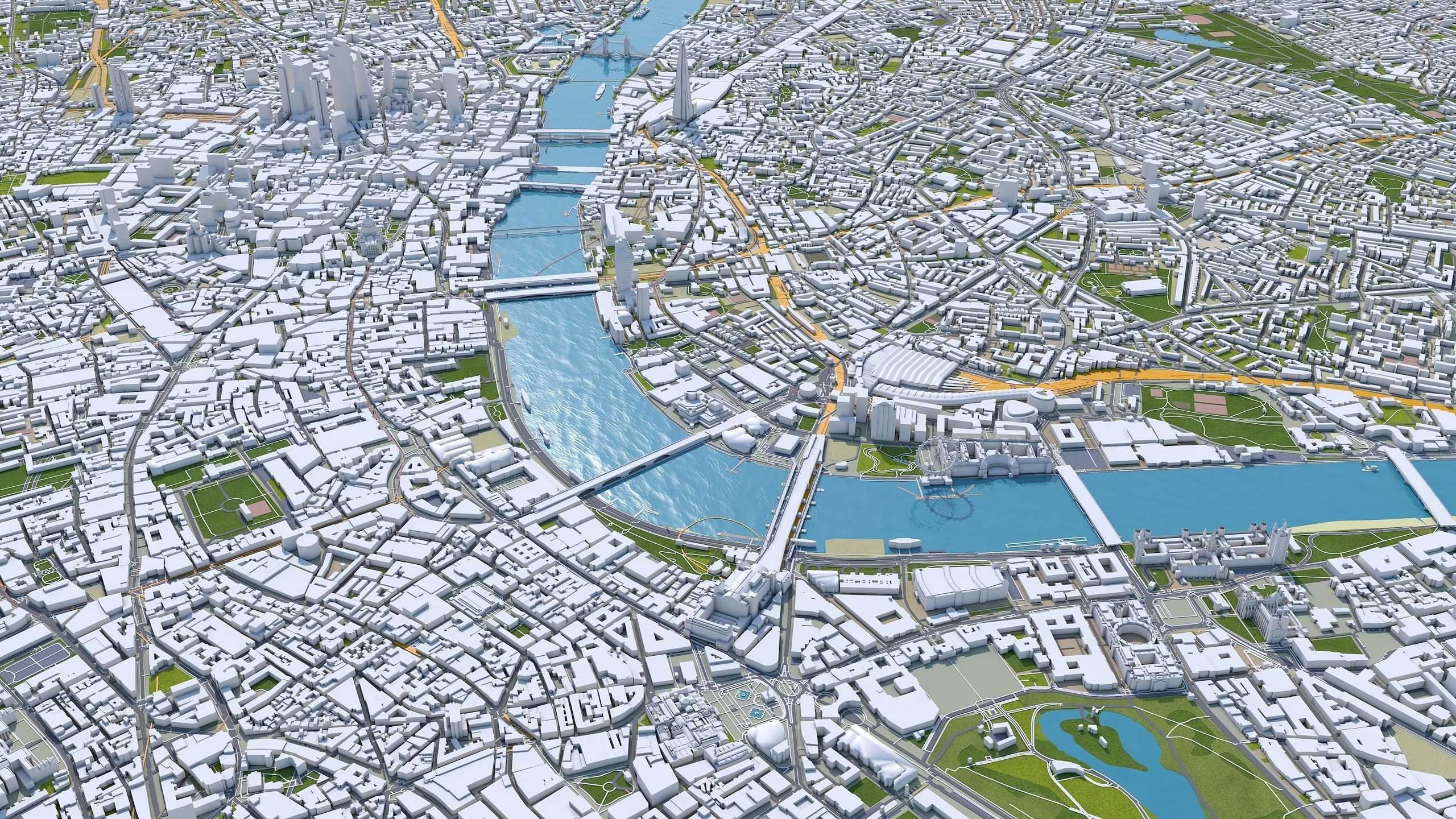 London City in UK Low-poly 3D model_13