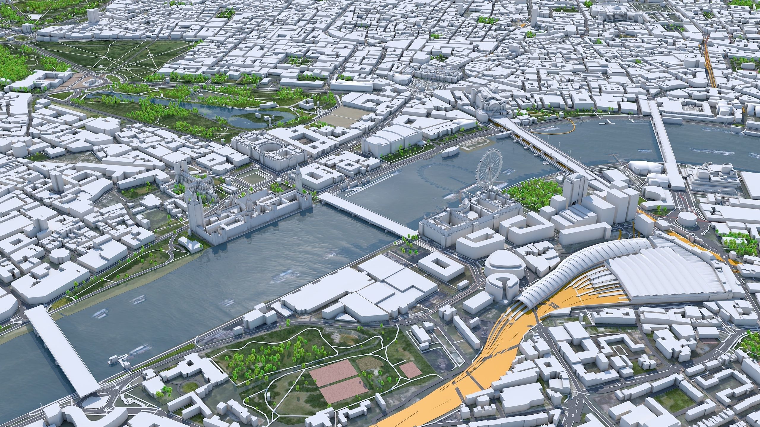 London City in UK Low-poly 3D model_5