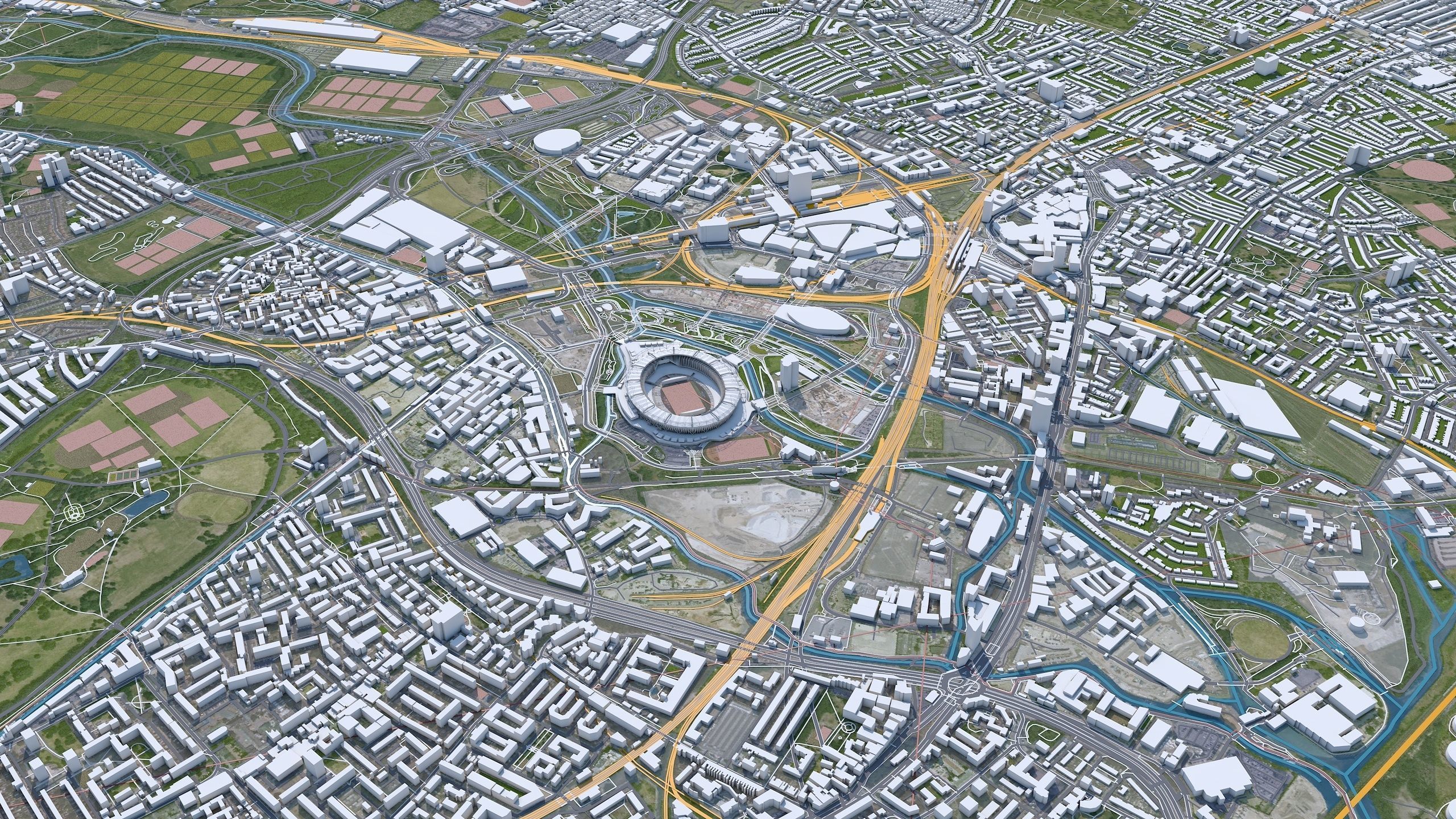 London City in UK Low-poly 3D model_8