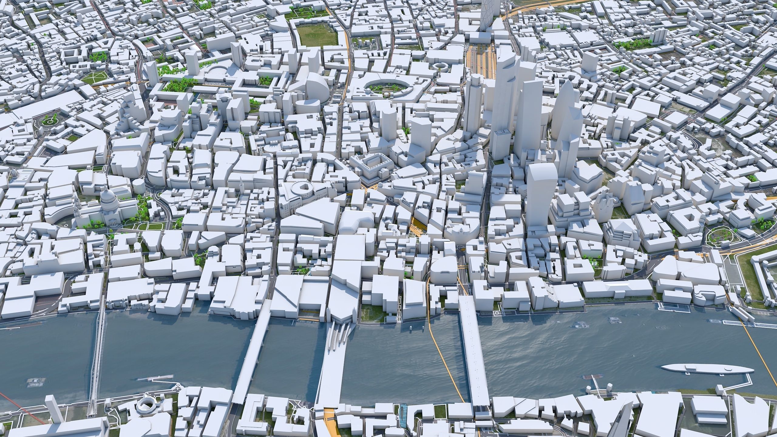 London City in UK Low-poly 3D model_1
