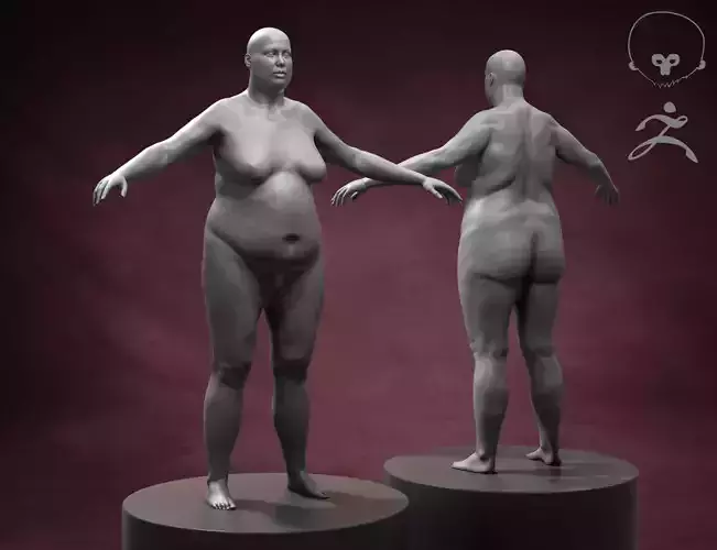Fat Woman Body Basemesh 3D model