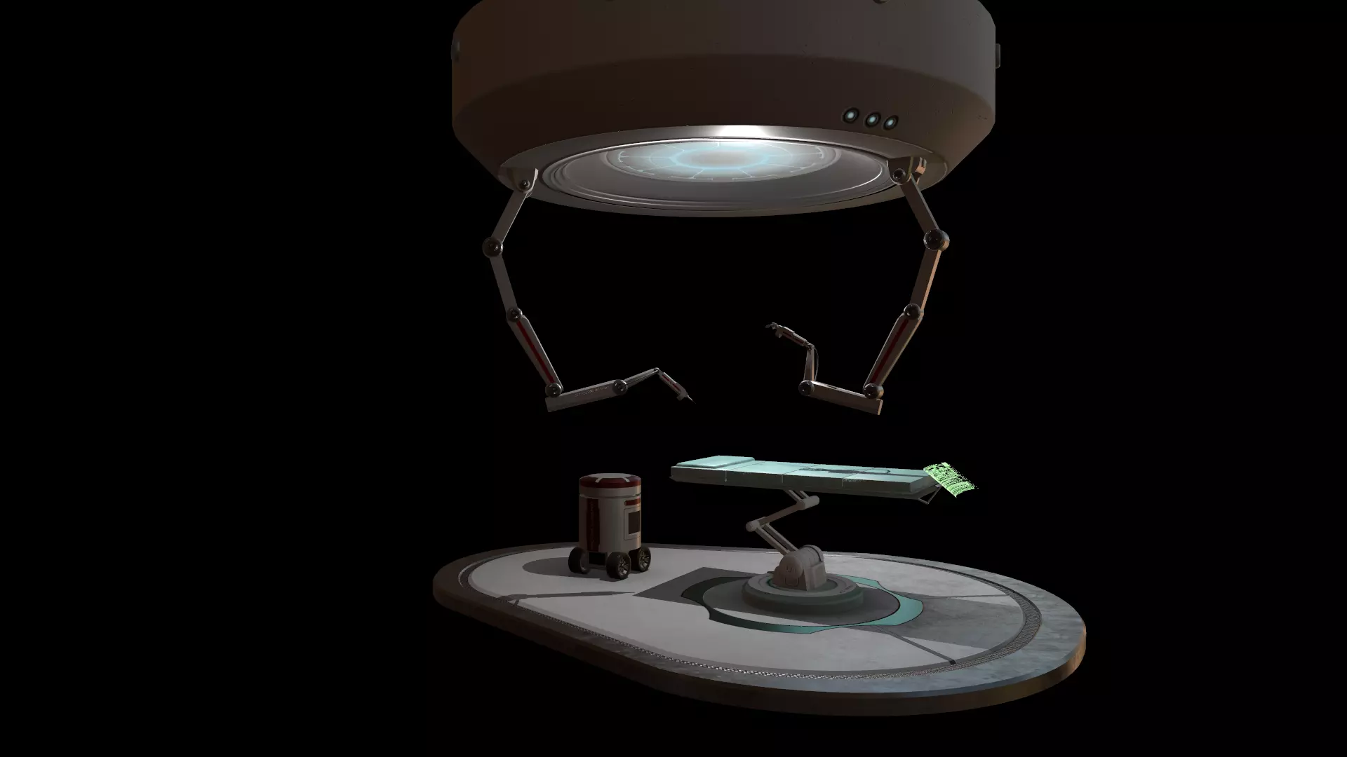 Sci-fi operation table 3D model_0