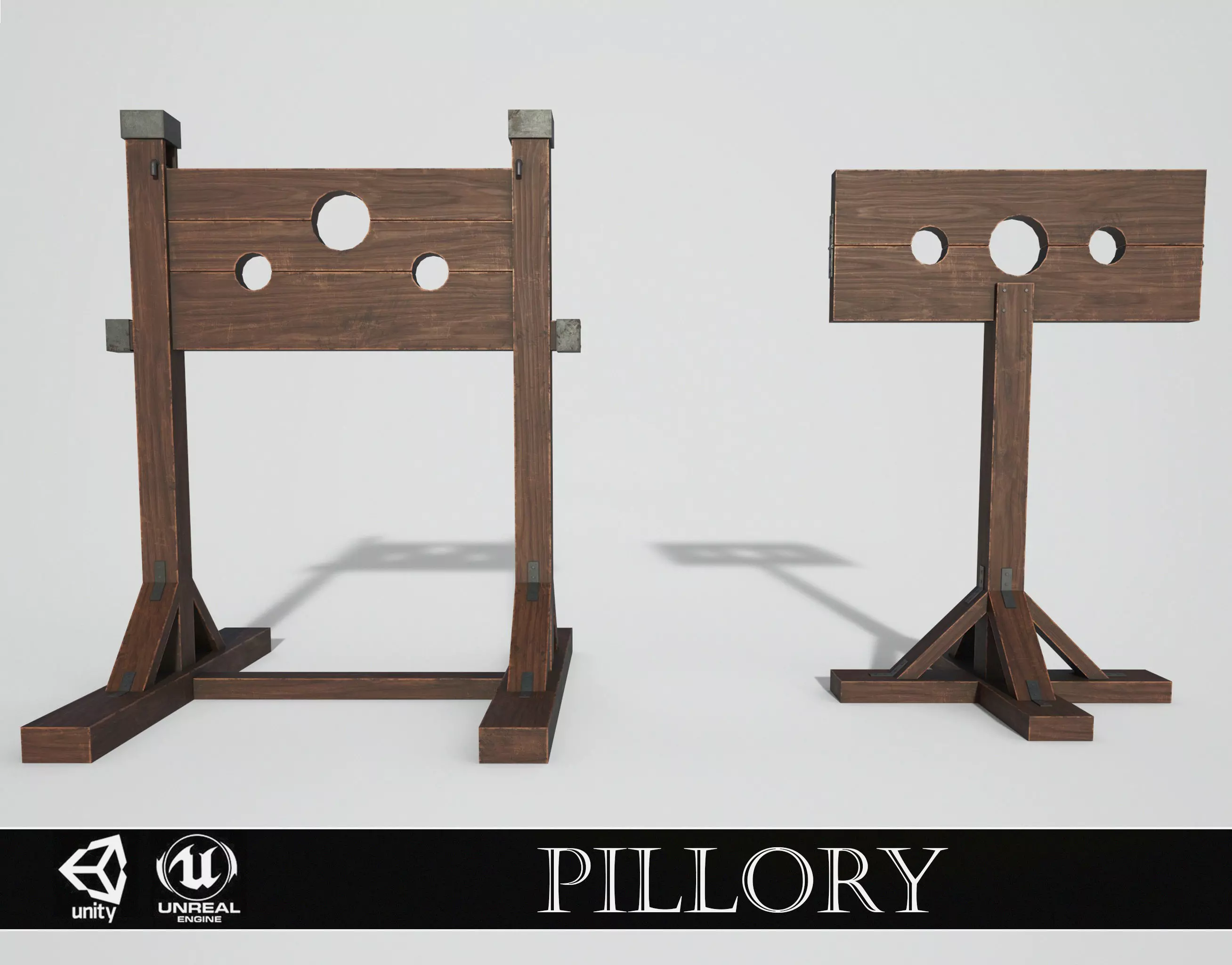 Medieval Pillory Low-poly 3D model_0