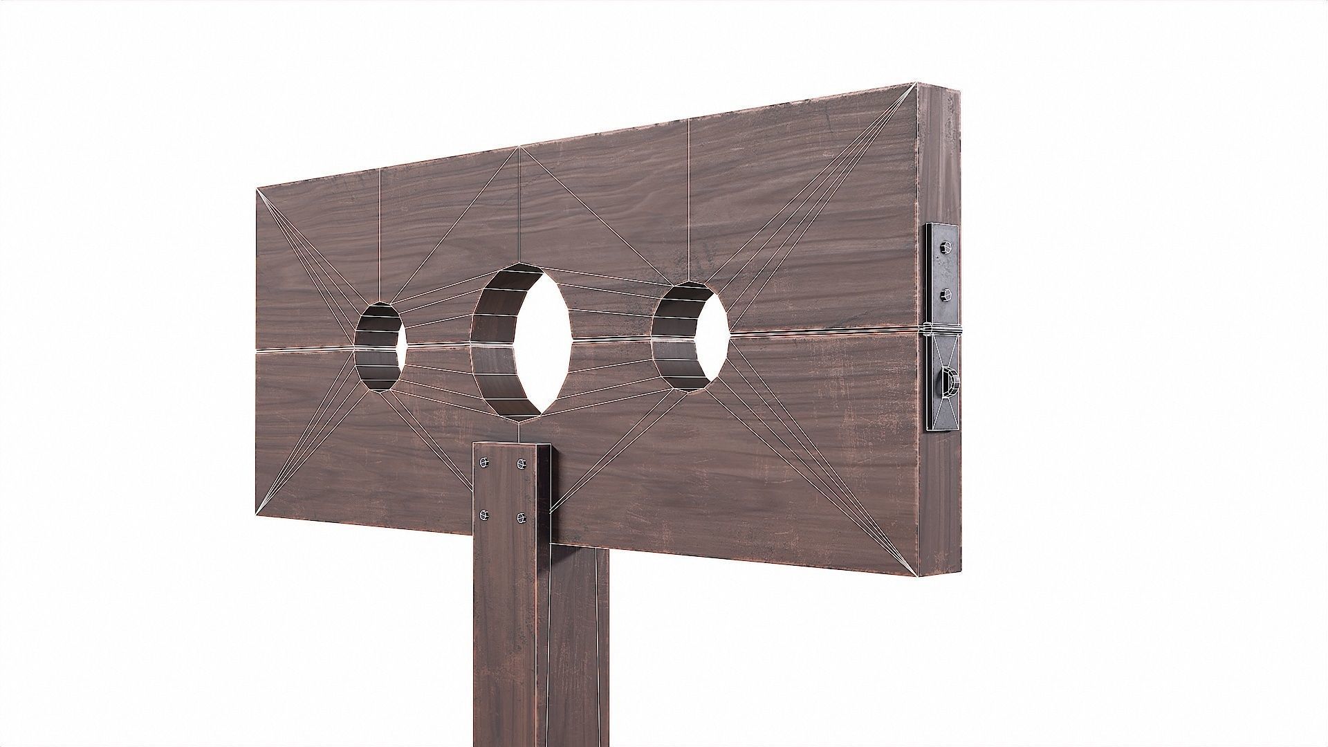 Medieval Pillory Low-poly 3D model_22