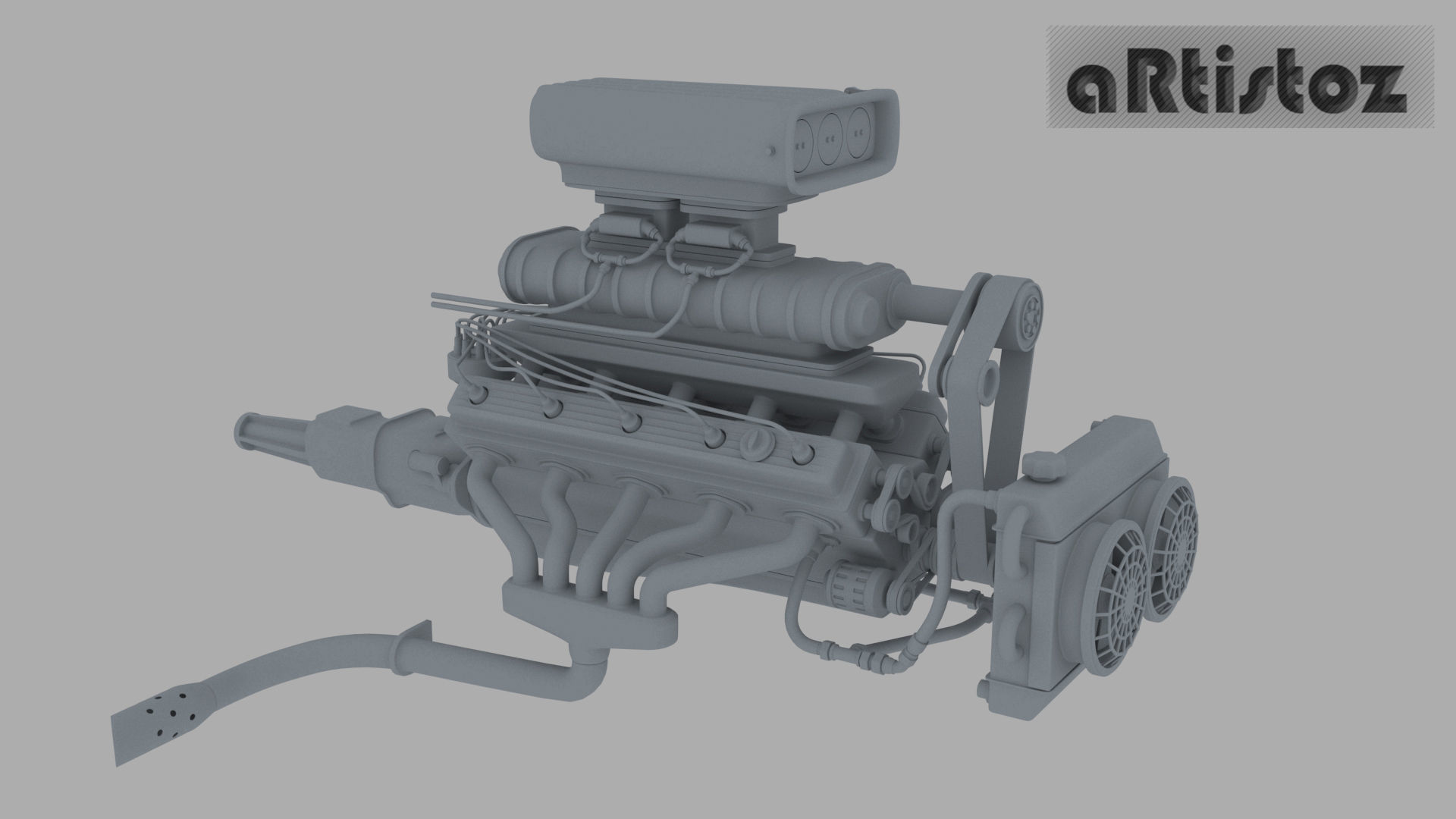 Engine V10 for RatRod ARZ Mk 1 3D model_3