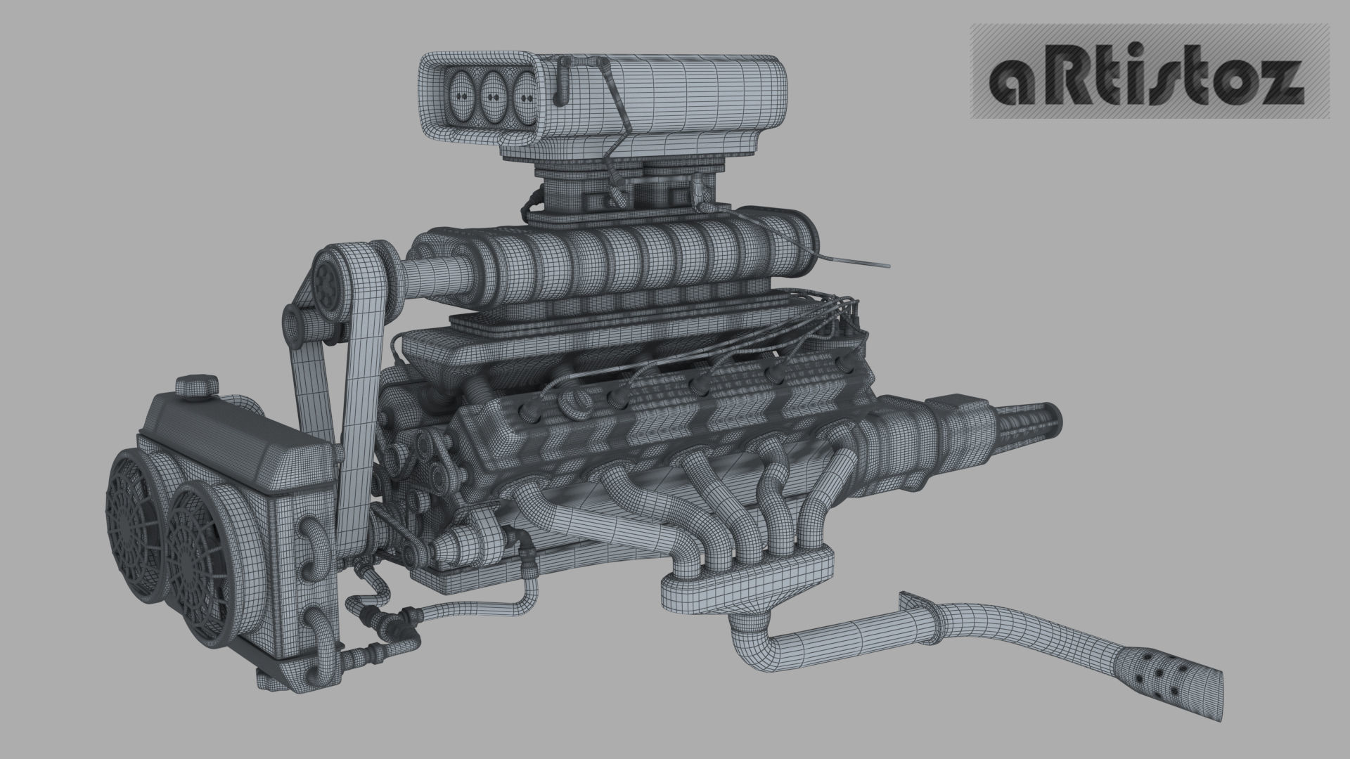Engine V10 for RatRod ARZ Mk 1 3D model_2