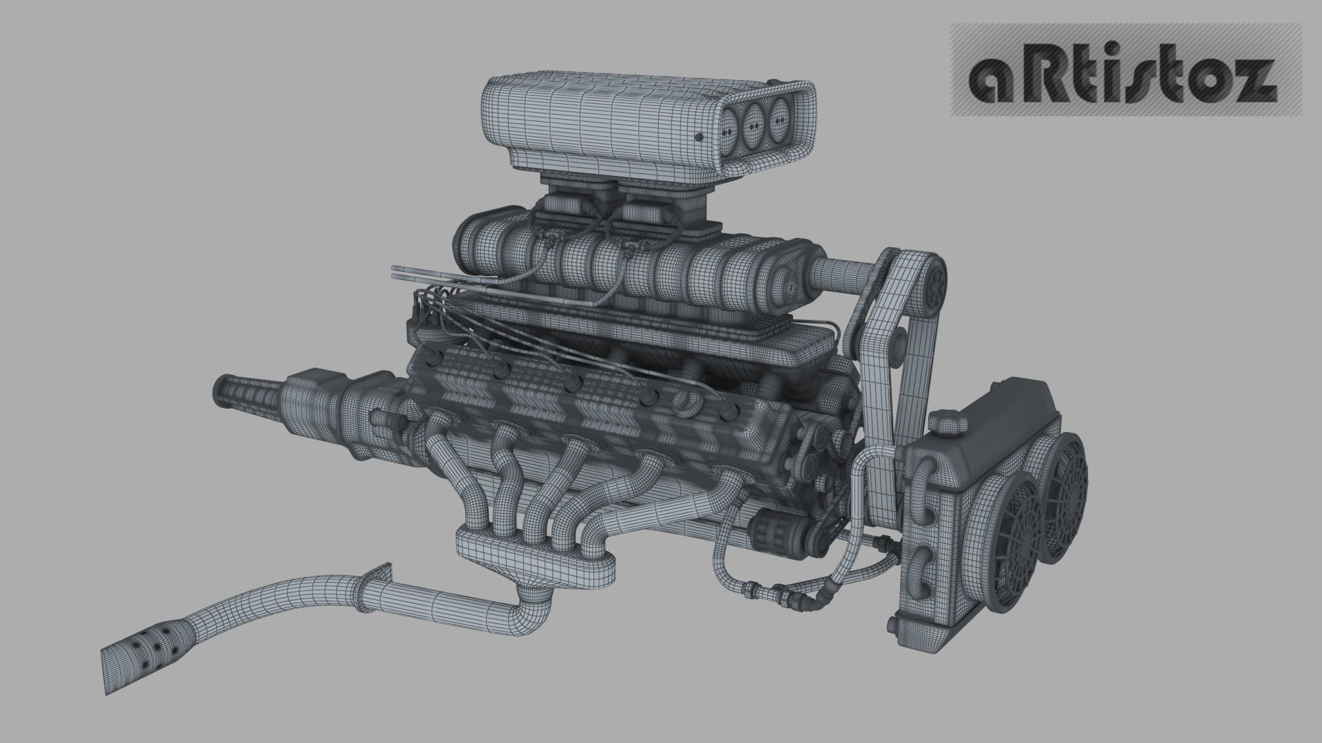 Engine V10 for RatRod ARZ Mk 1 3D model_4