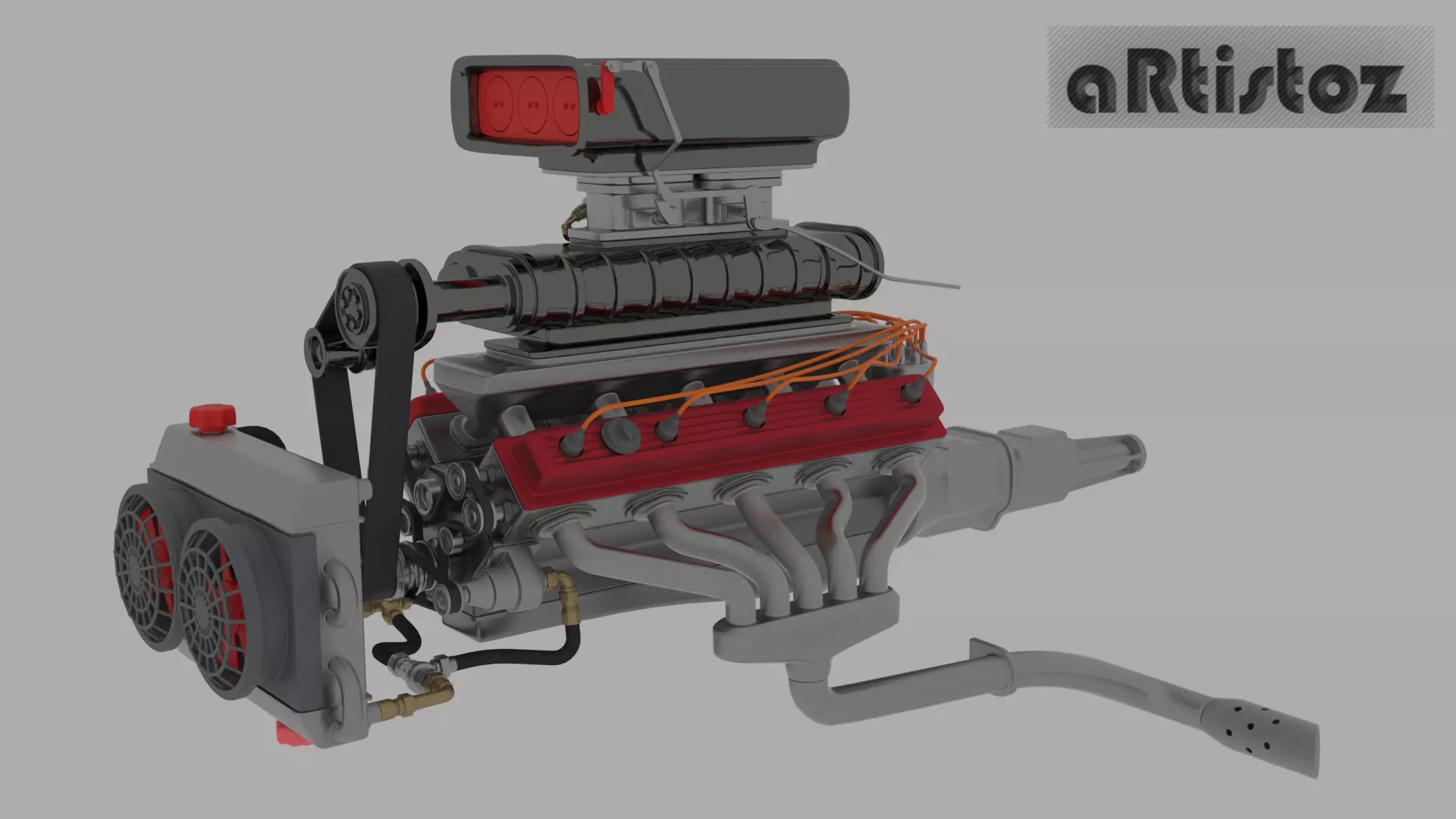 Engine V10 for RatRod ARZ Mk 1 3D model_0