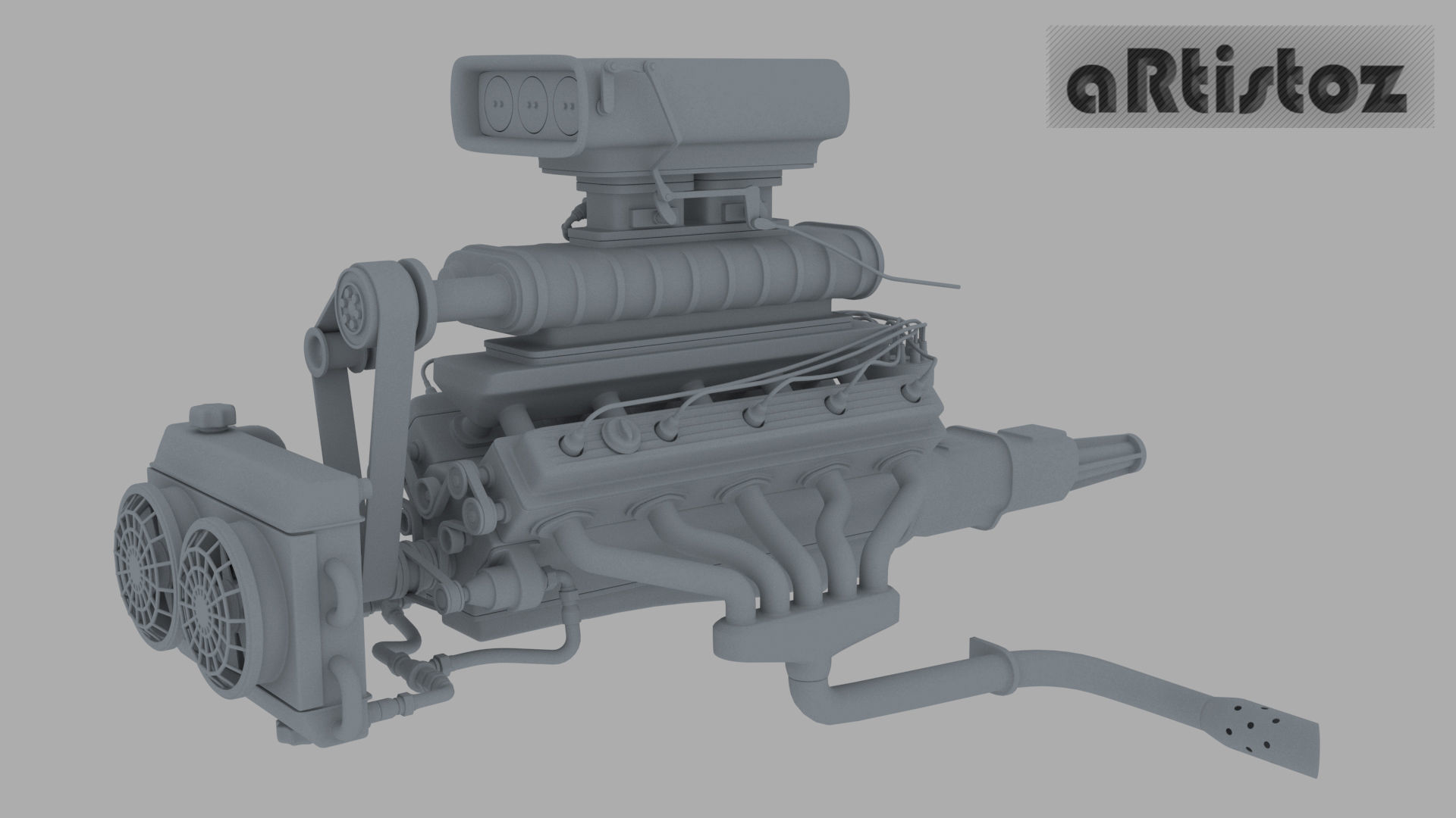 Engine V10 for RatRod ARZ Mk 1 3D model_1
