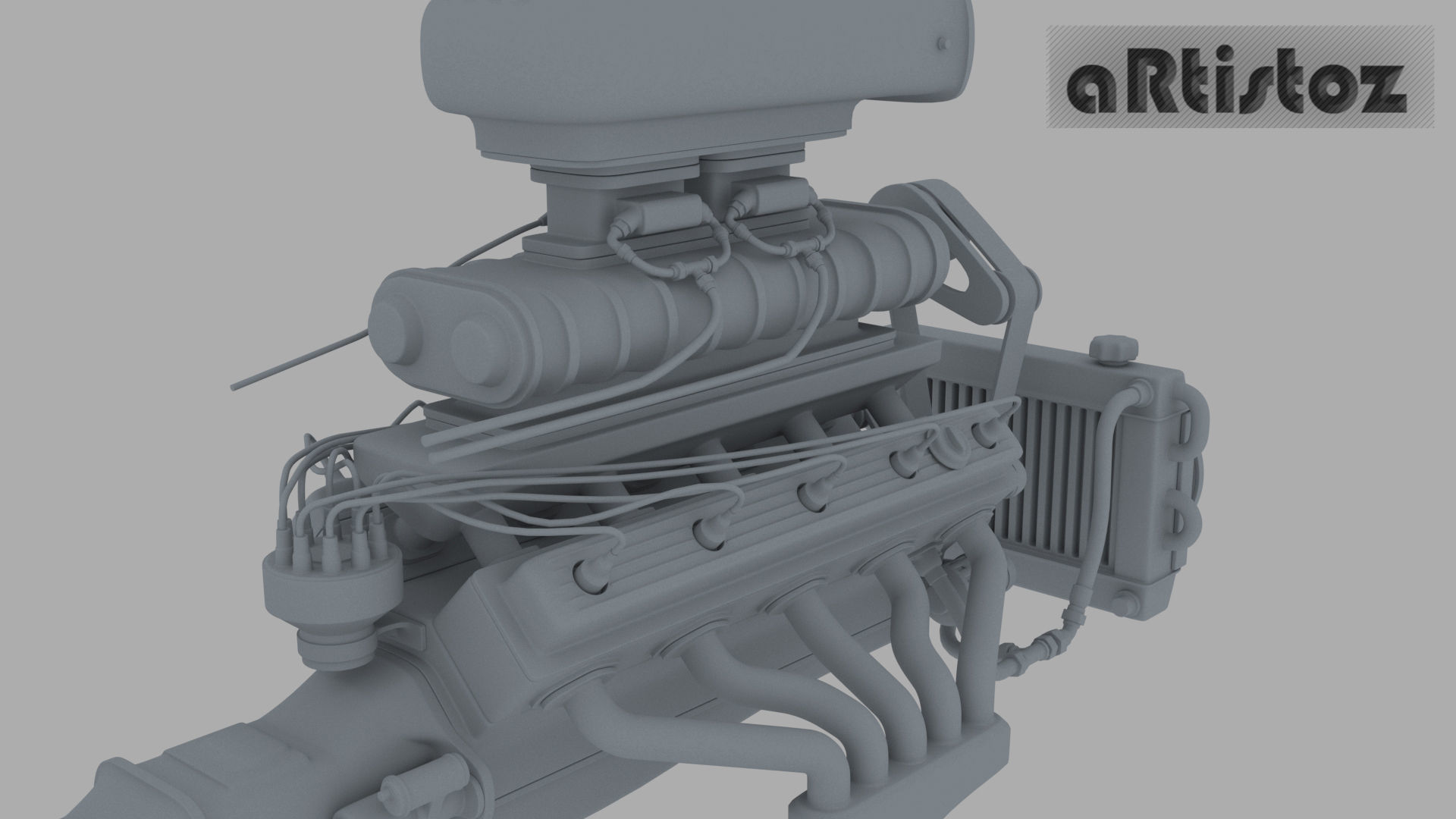 Engine V10 for RatRod ARZ Mk 1 3D model_5