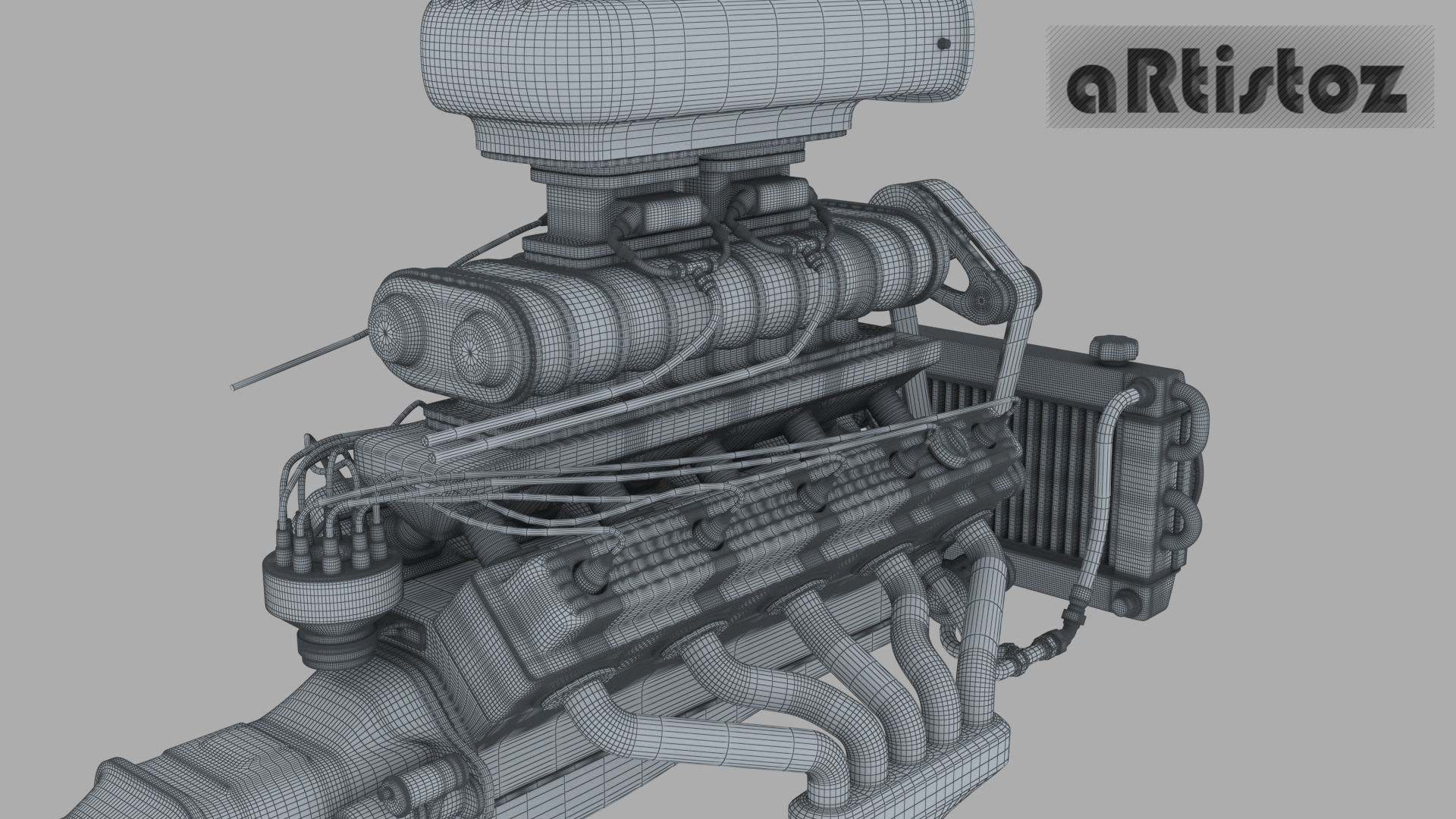Engine V10 for RatRod ARZ Mk 1 3D model_6