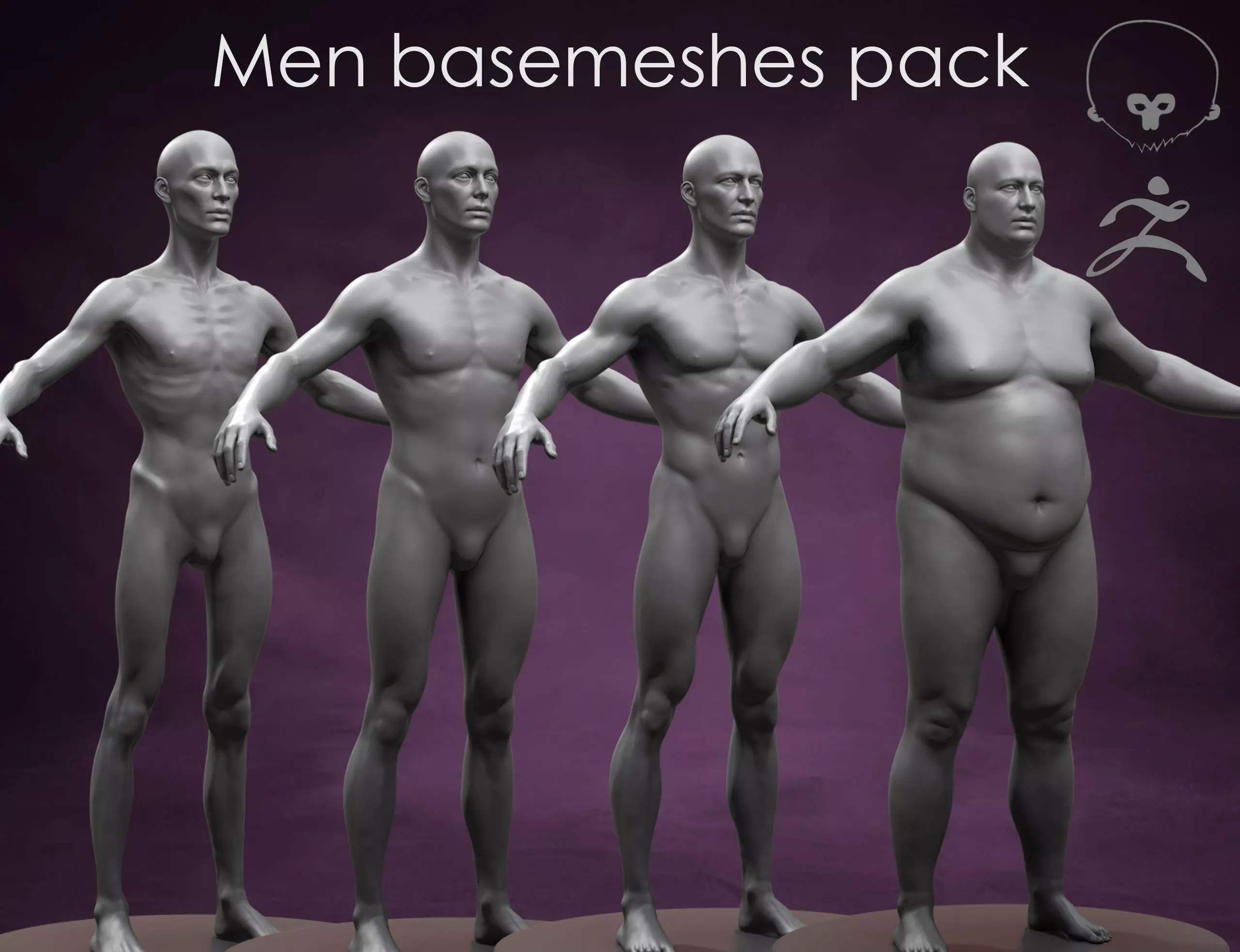 Men Basemeshes Pack 3D Model Collection_0