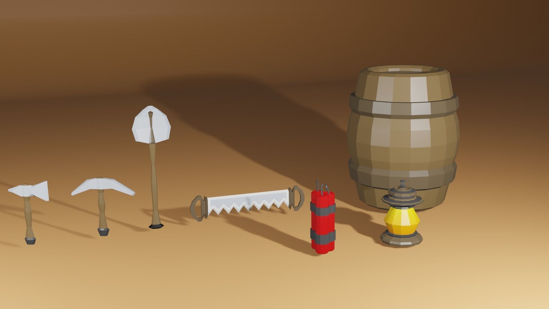 Low Poly Mine Tool Kit Free low-poly 3D model_3