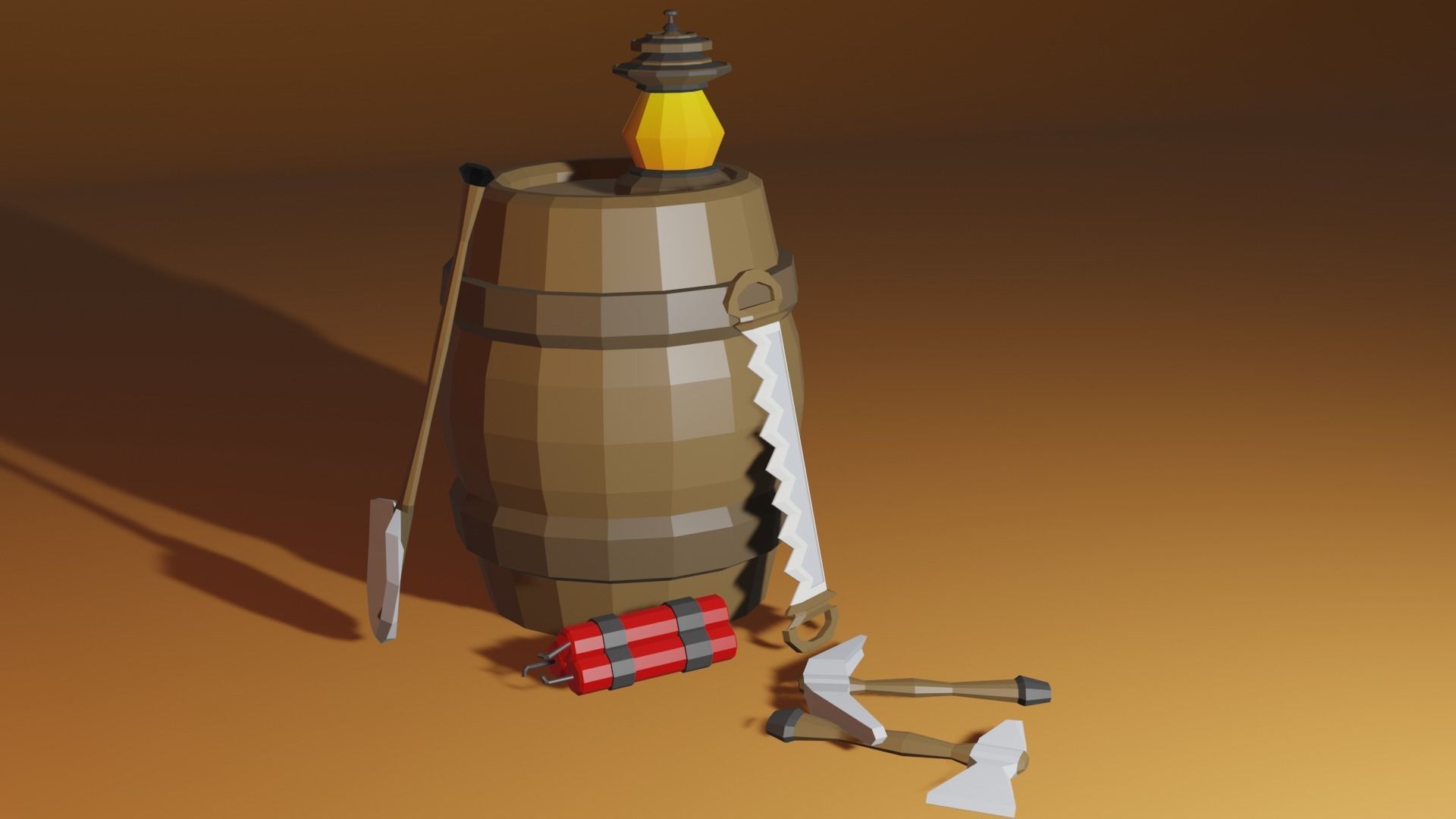 Low Poly Mine Tool Kit Free low-poly 3D model_1