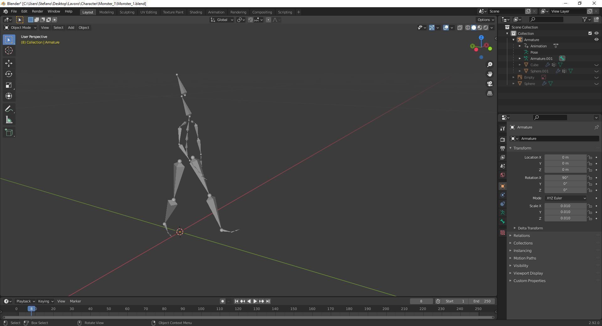 Sculpture and 4 animation of moster character Low-poly 3D model_5