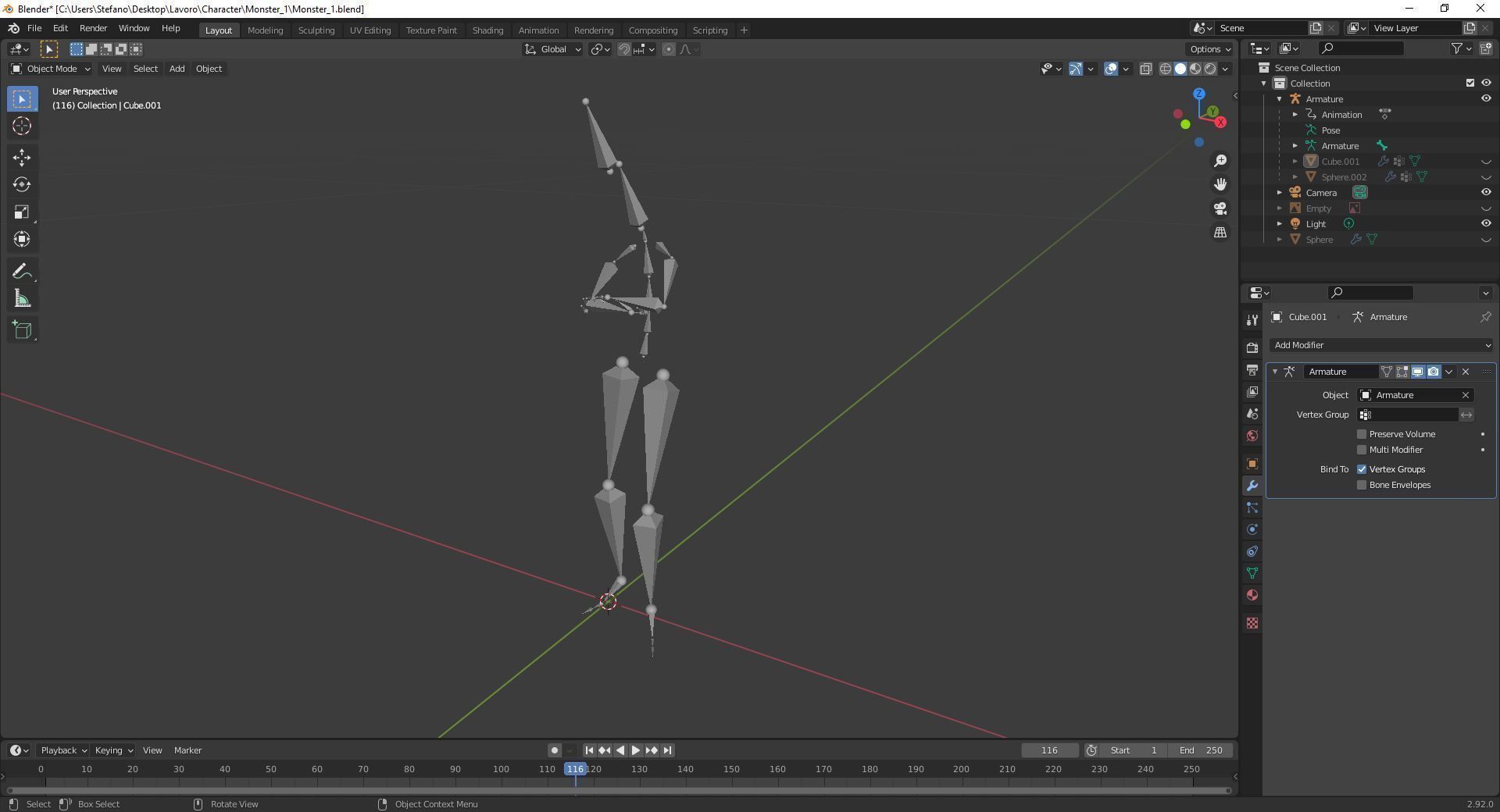 Sculpture and 4 animation of moster character Low-poly 3D model_19