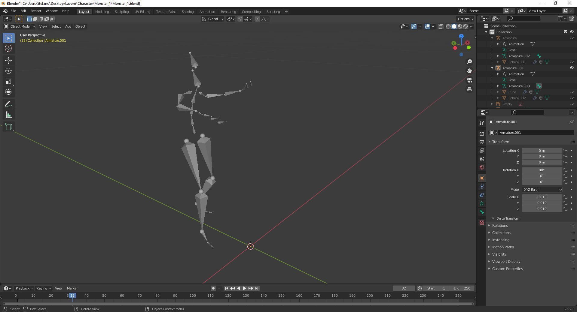 Sculpture and 4 animation of moster character Low-poly 3D model_10