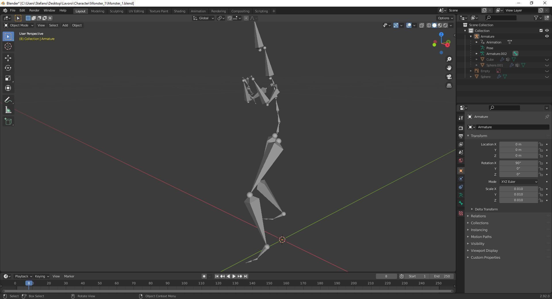 Sculpture and 4 animation of moster character Low-poly 3D model_7