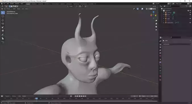 Sculpture and 4 animation of moster character Low-poly 3D model
