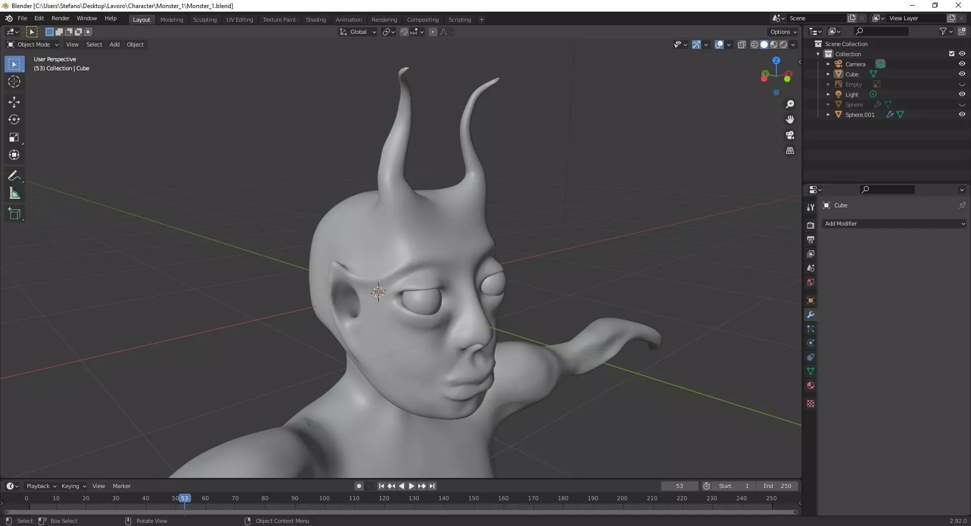 Sculpture and 4 animation of moster character Low-poly 3D model_0