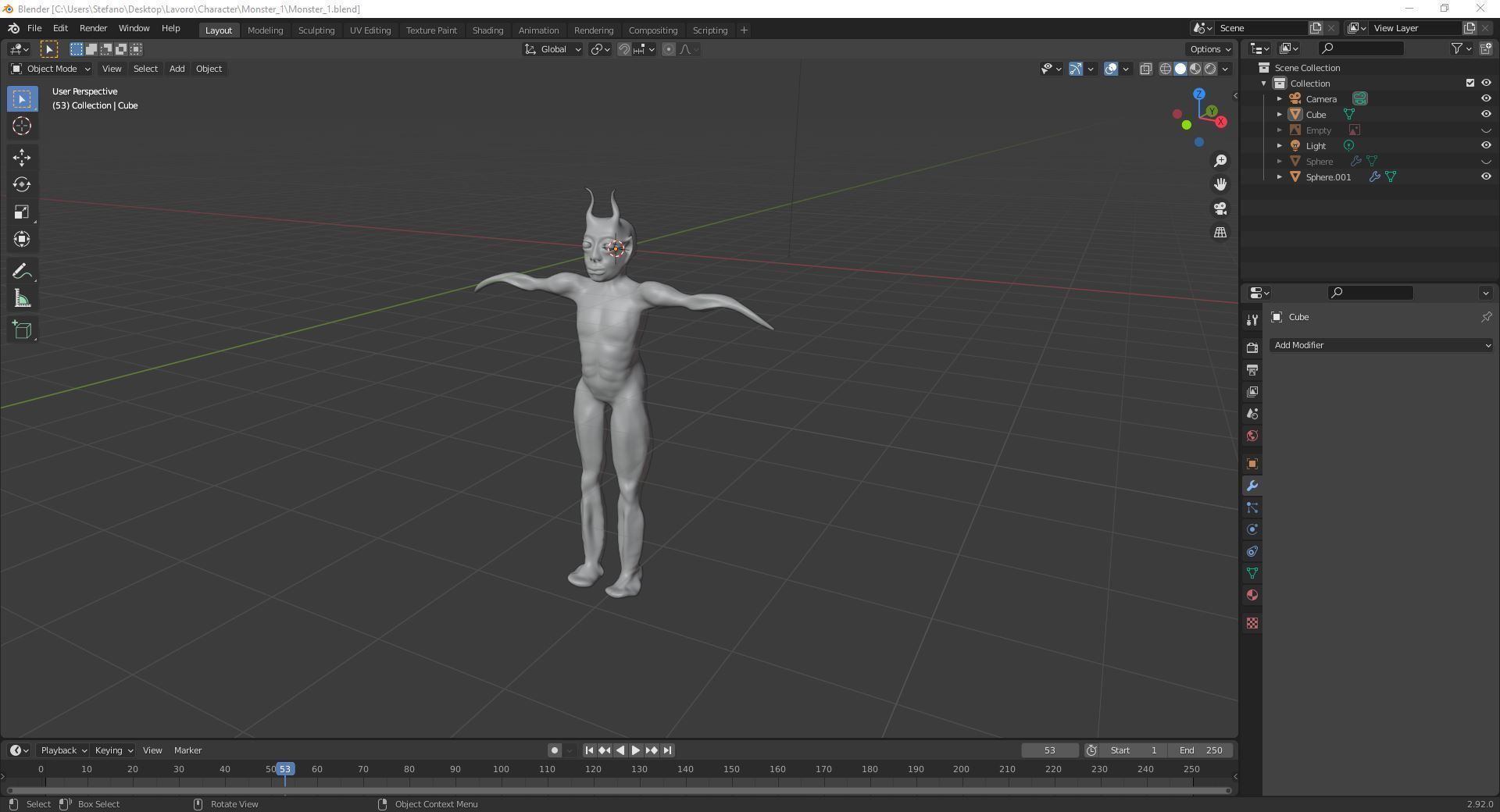 Sculpture and 4 animation of moster character Low-poly 3D model_2