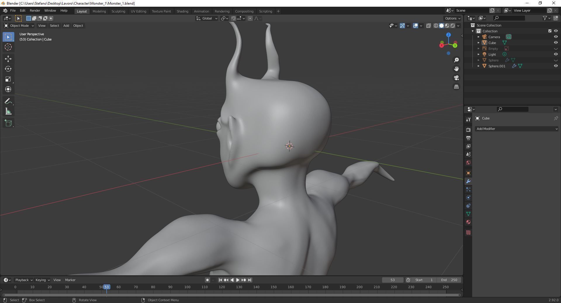 Sculpture and 4 animation of moster character Low-poly 3D model_16