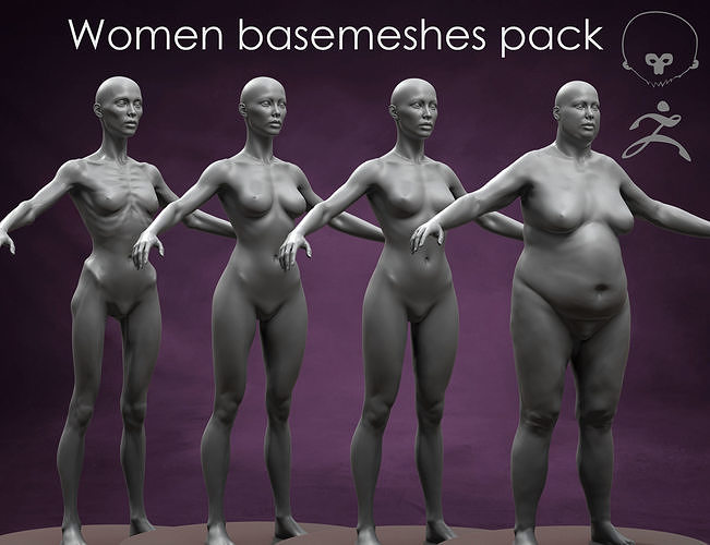 Women Basemeshes Pack 3D Model Collection