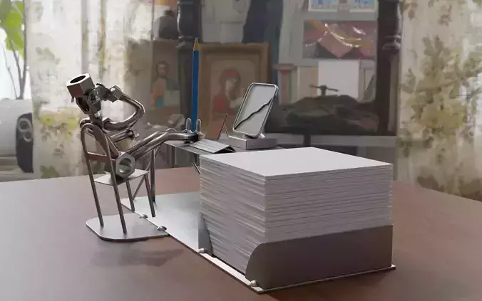 Desk Accessory Note Paper Holder Steel Free 3D model