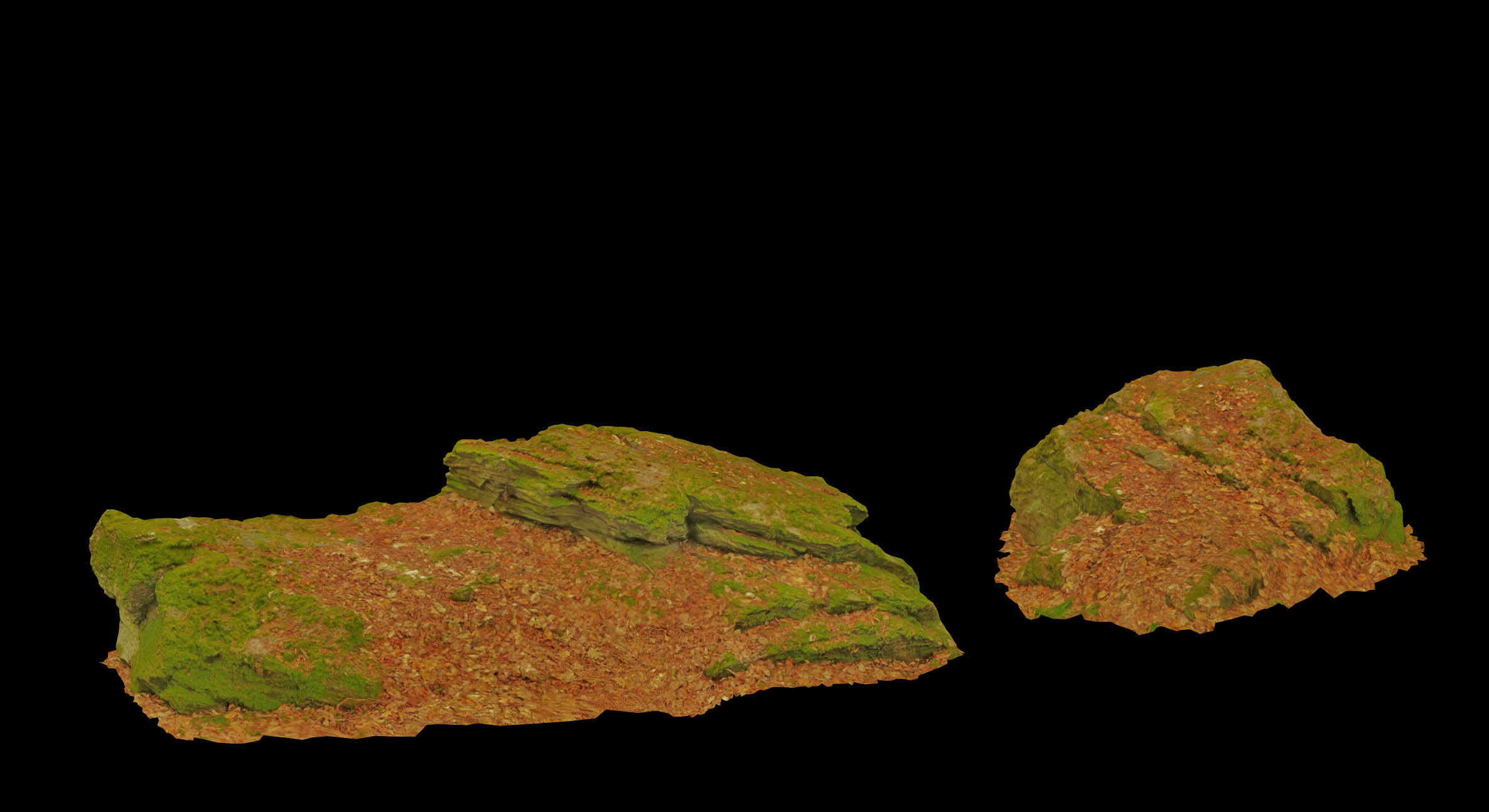 17x Rock Stone Scan Lowpoly Processed Mossy Forest Collection Low-poly 3D model_30
