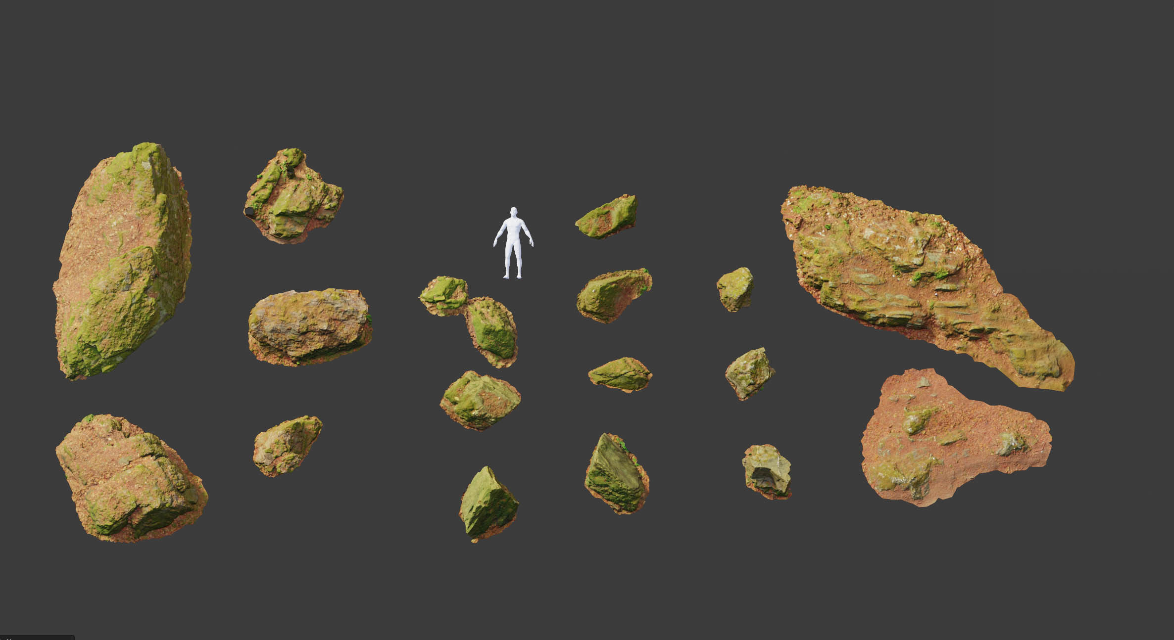 17x Rock Stone Scan Lowpoly Processed Mossy Forest Collection Low-poly 3D model_24