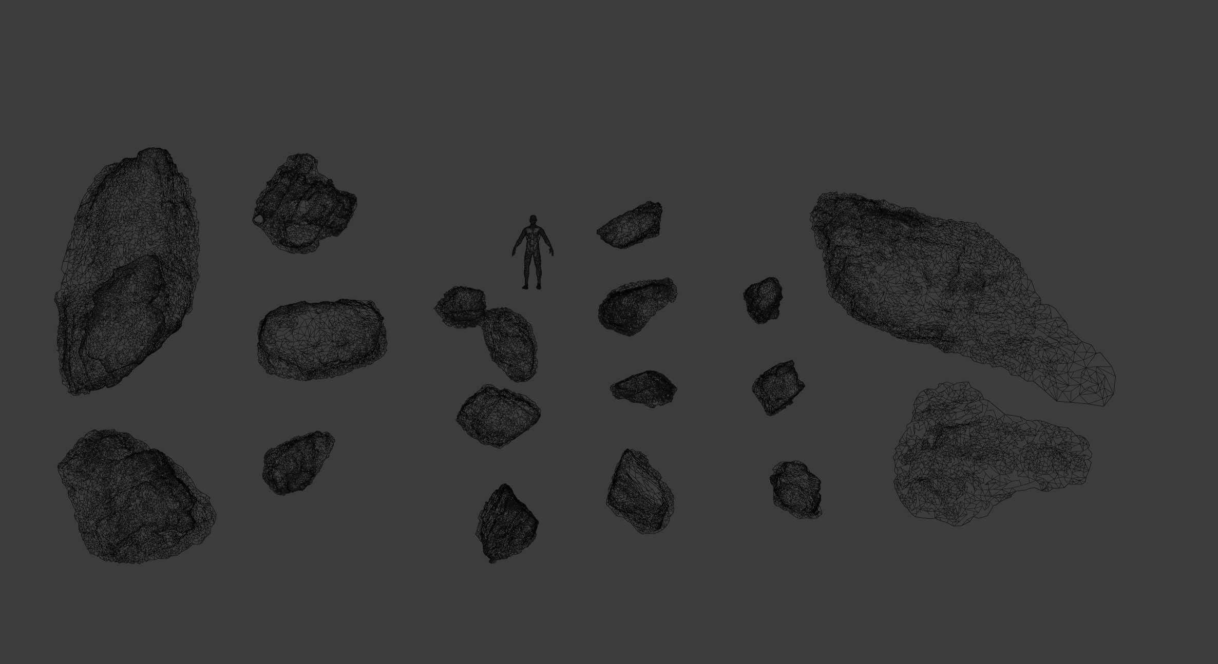 17x Rock Stone Scan Lowpoly Processed Mossy Forest Collection Low-poly 3D model_2