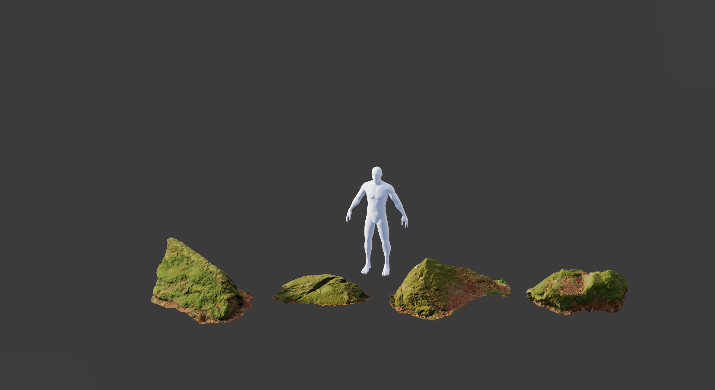 17x Rock Stone Scan Lowpoly Processed Mossy Forest Collection Low-poly 3D model_15