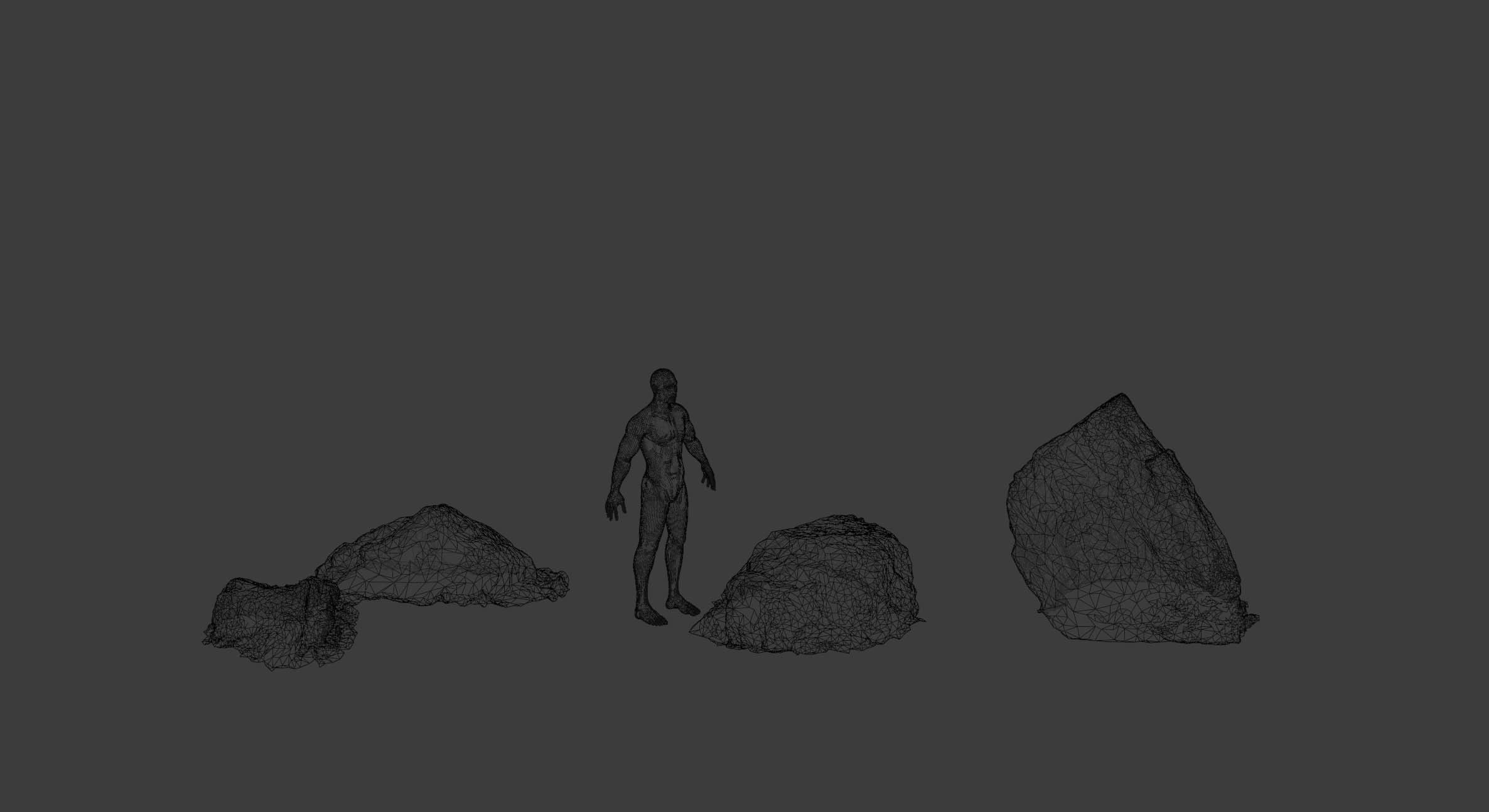 17x Rock Stone Scan Lowpoly Processed Mossy Forest Collection Low-poly 3D model_14