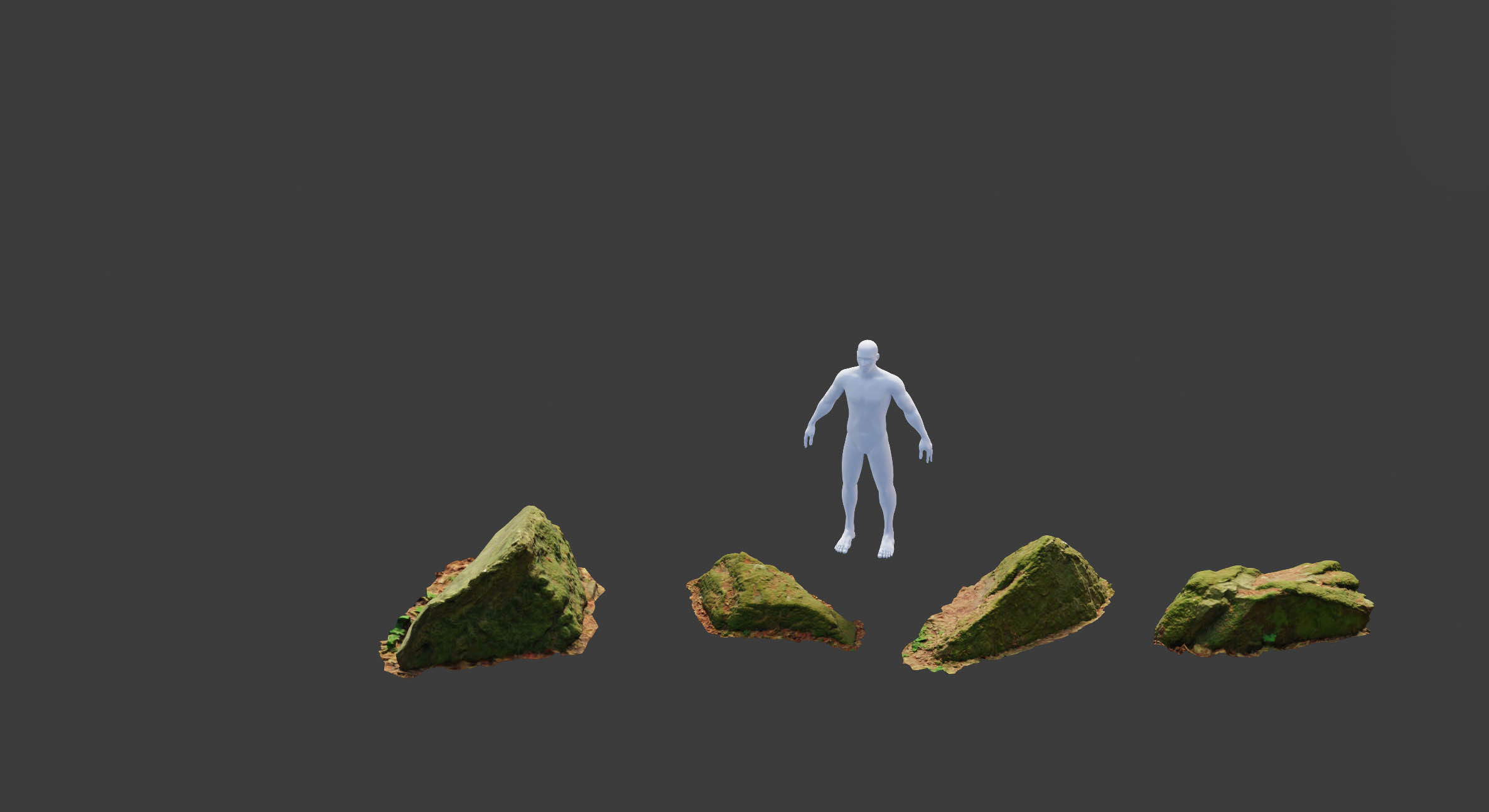 17x Rock Stone Scan Lowpoly Processed Mossy Forest Collection Low-poly 3D model_7