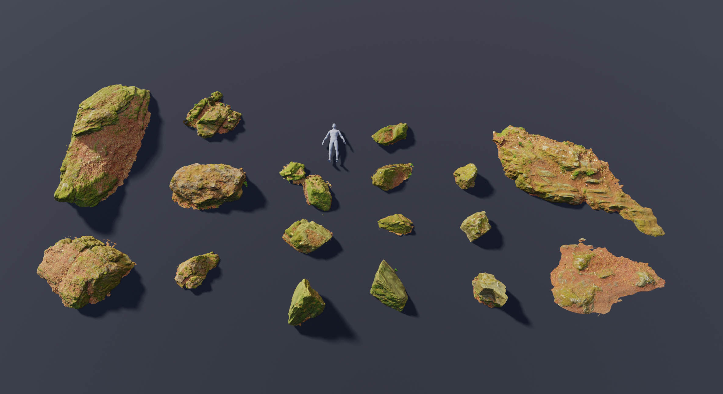 17x Rock Stone Scan Lowpoly Processed Mossy Forest Collection Low-poly 3D model_1