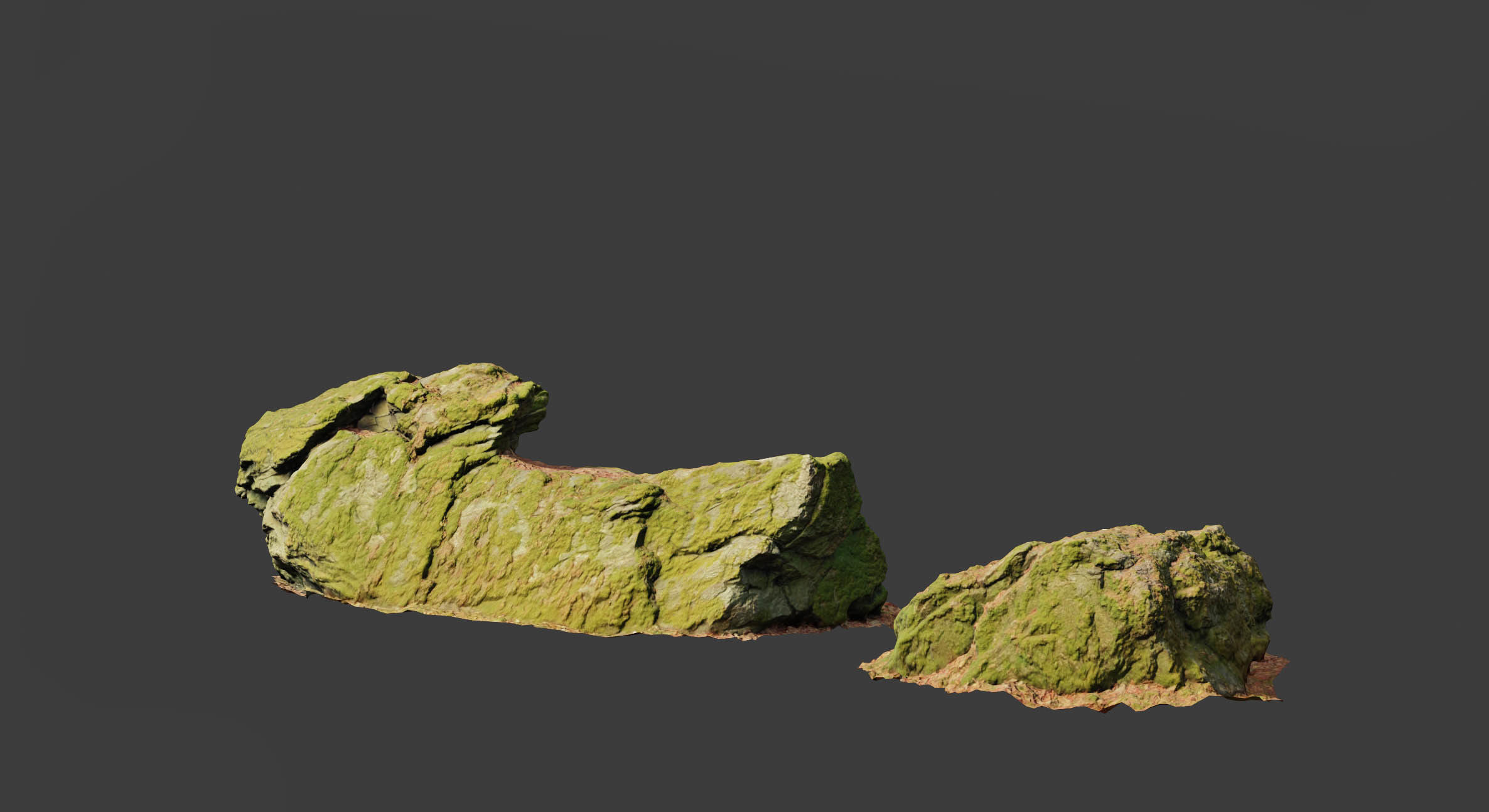 17x Rock Stone Scan Lowpoly Processed Mossy Forest Collection Low-poly 3D model_27