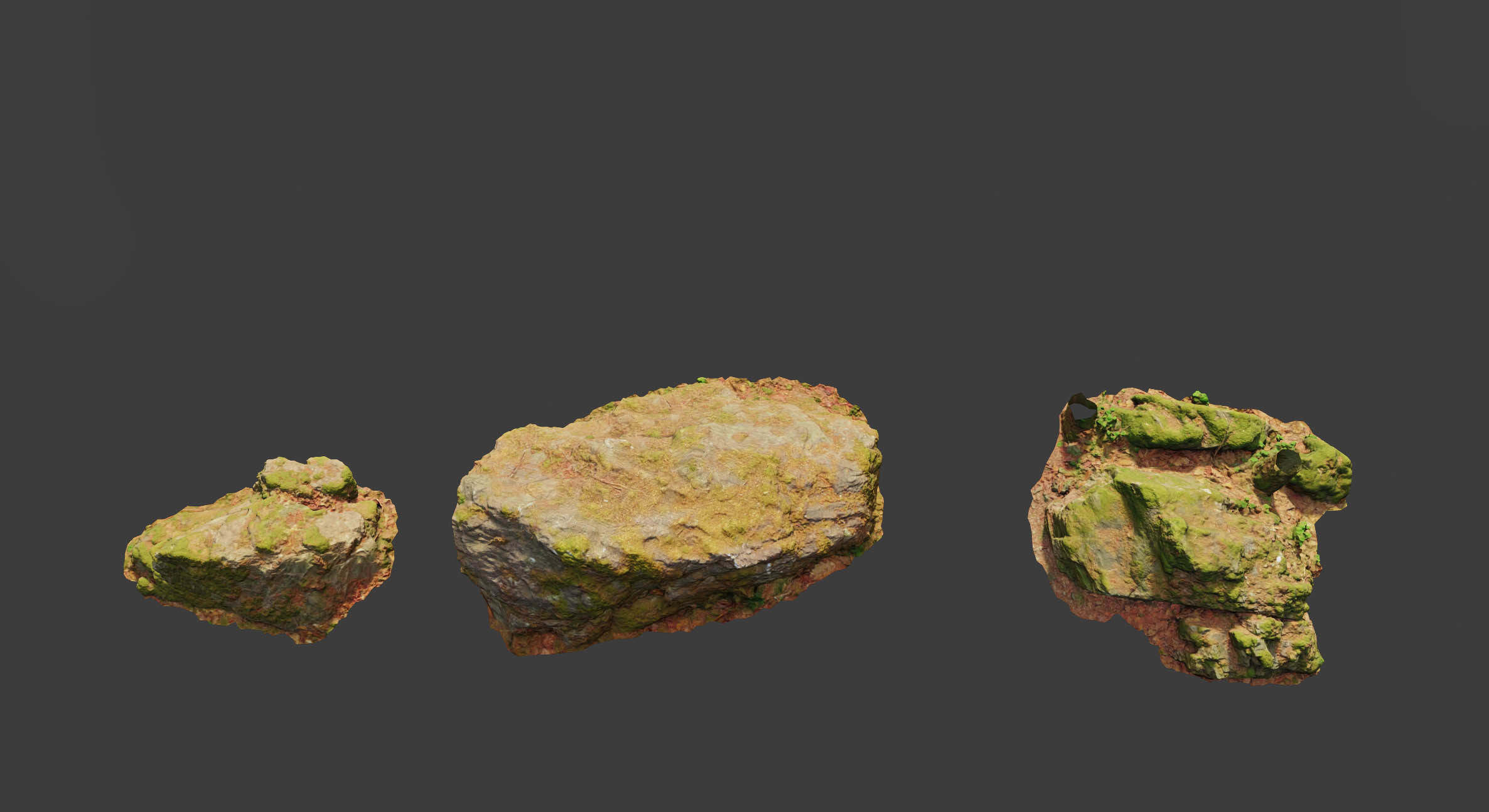 17x Rock Stone Scan Lowpoly Processed Mossy Forest Collection Low-poly 3D model_32