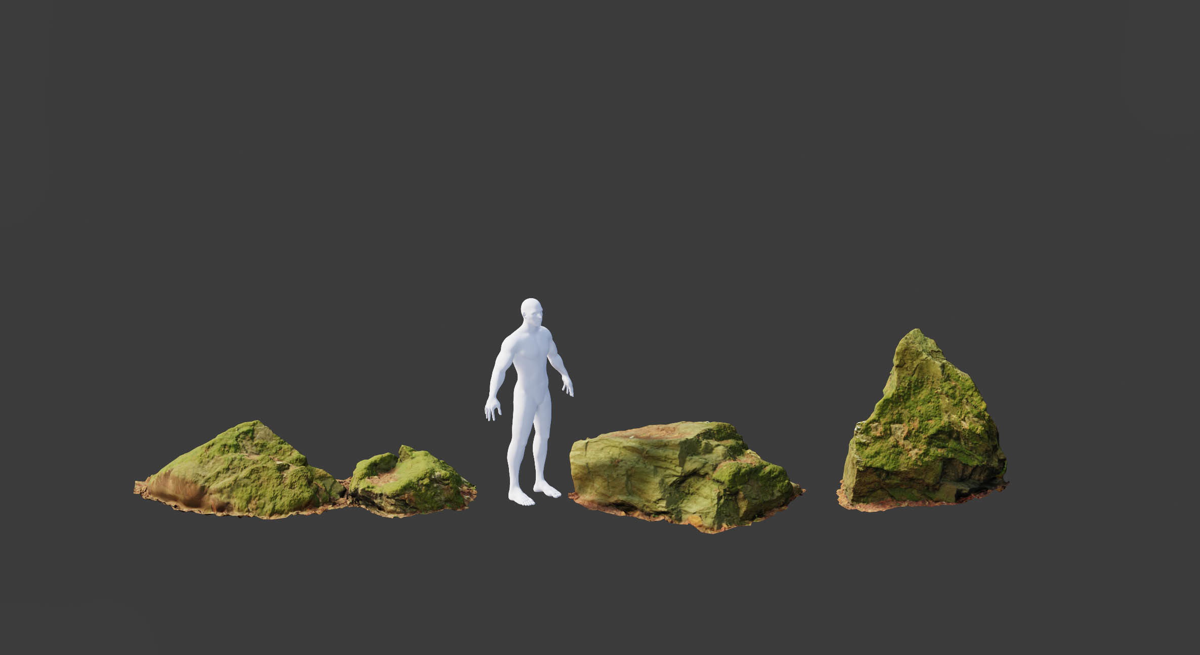 17x Rock Stone Scan Lowpoly Processed Mossy Forest Collection Low-poly 3D model_12