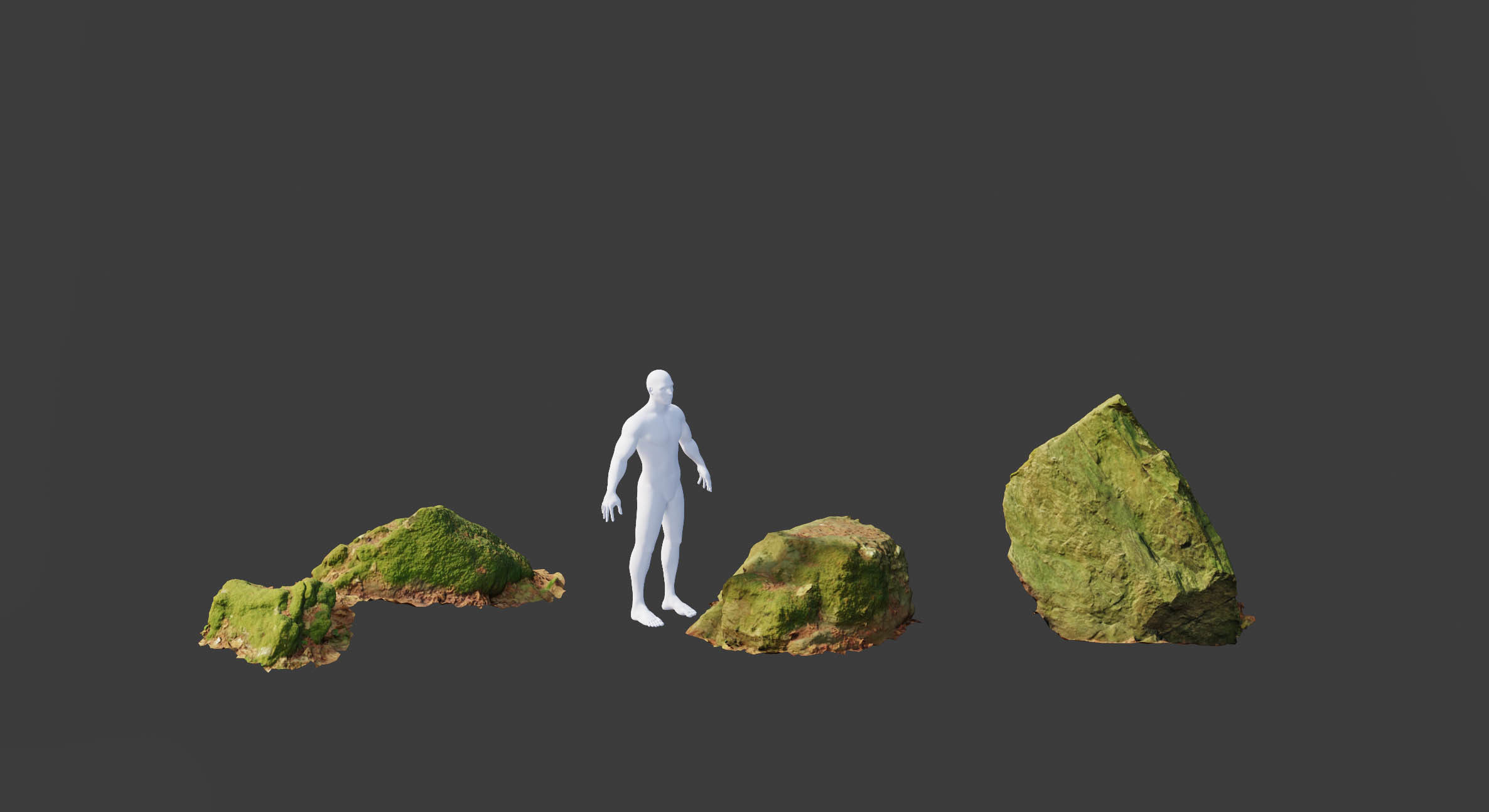 17x Rock Stone Scan Lowpoly Processed Mossy Forest Collection Low-poly 3D model_13