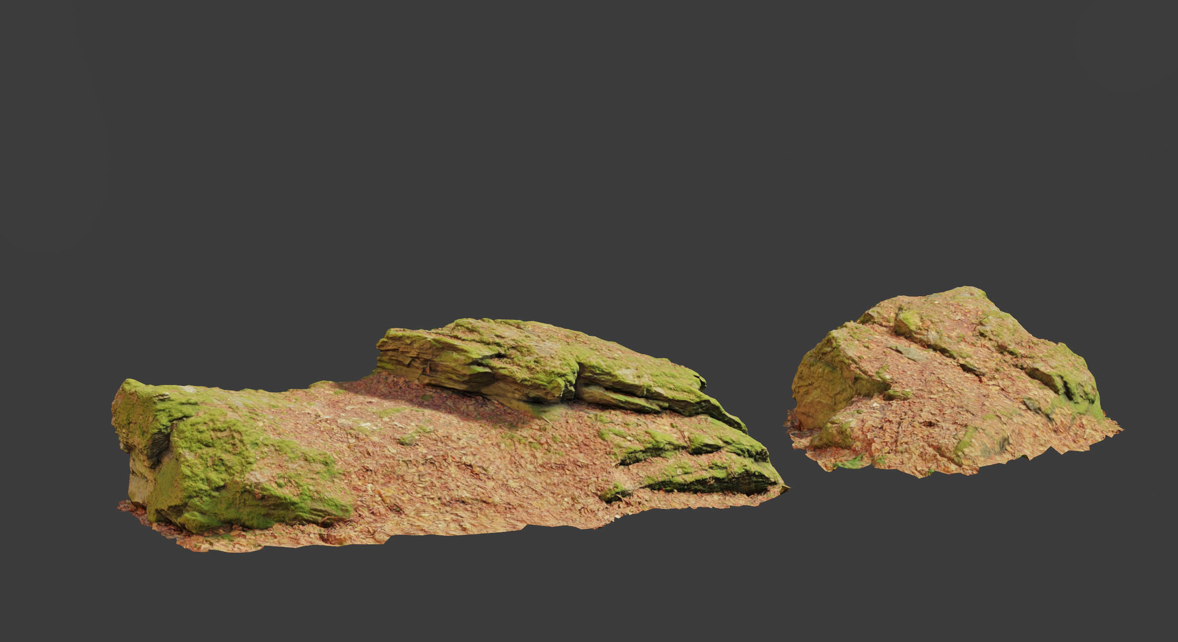 17x Rock Stone Scan Lowpoly Processed Mossy Forest Collection Low-poly 3D model_25