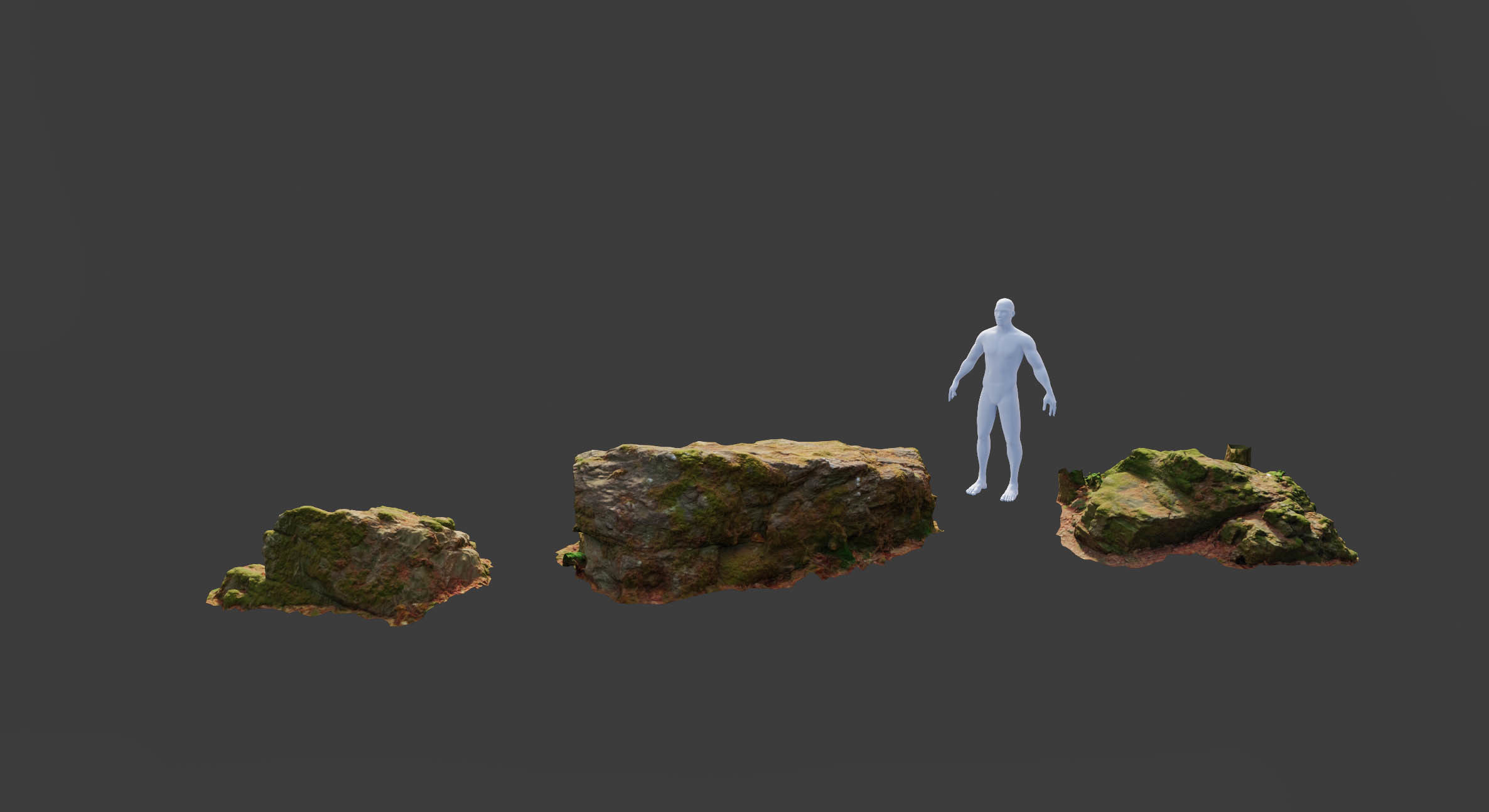 17x Rock Stone Scan Lowpoly Processed Mossy Forest Collection Low-poly 3D model_31